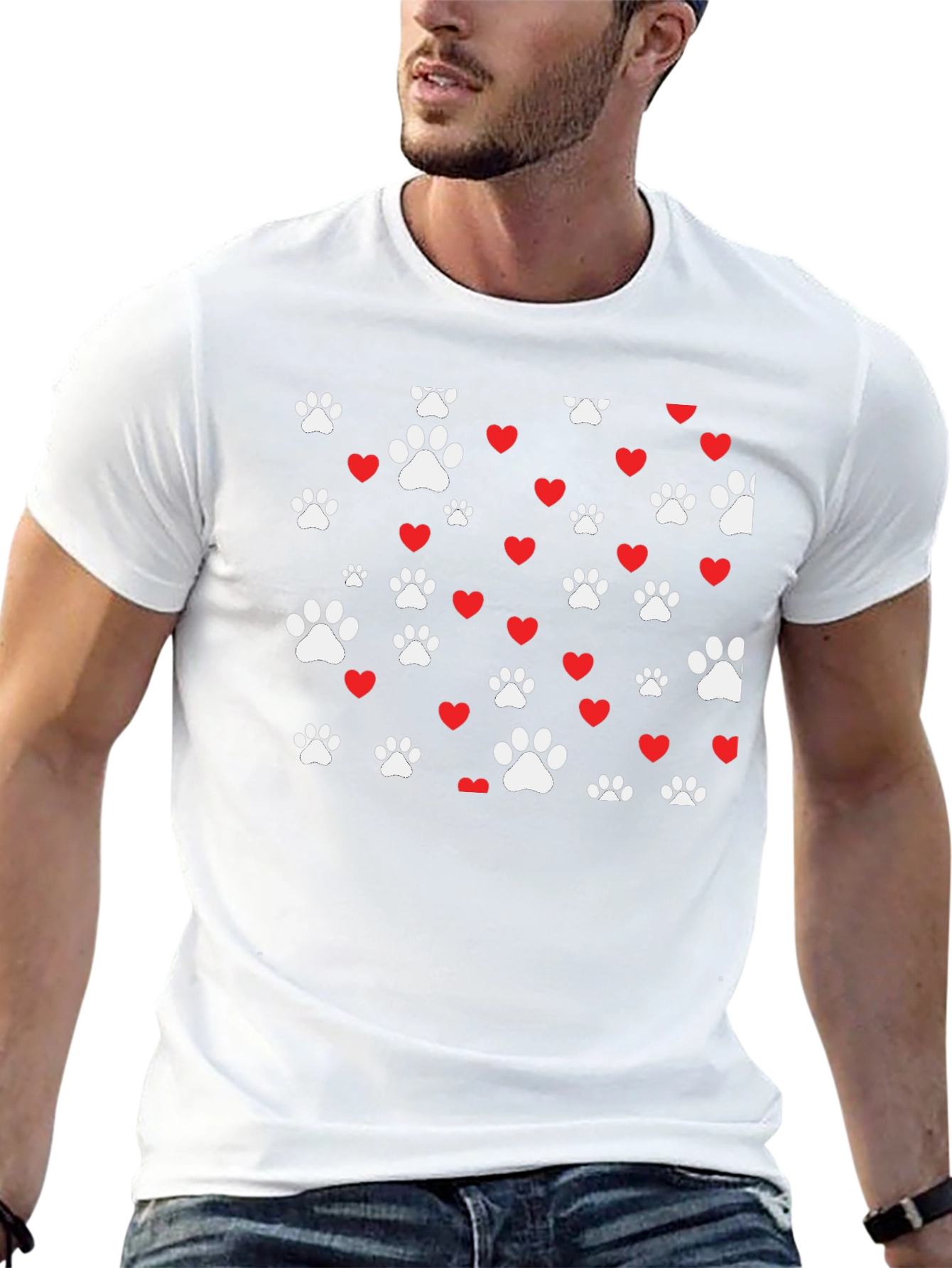 Paw Prints & Hearts Black Tee