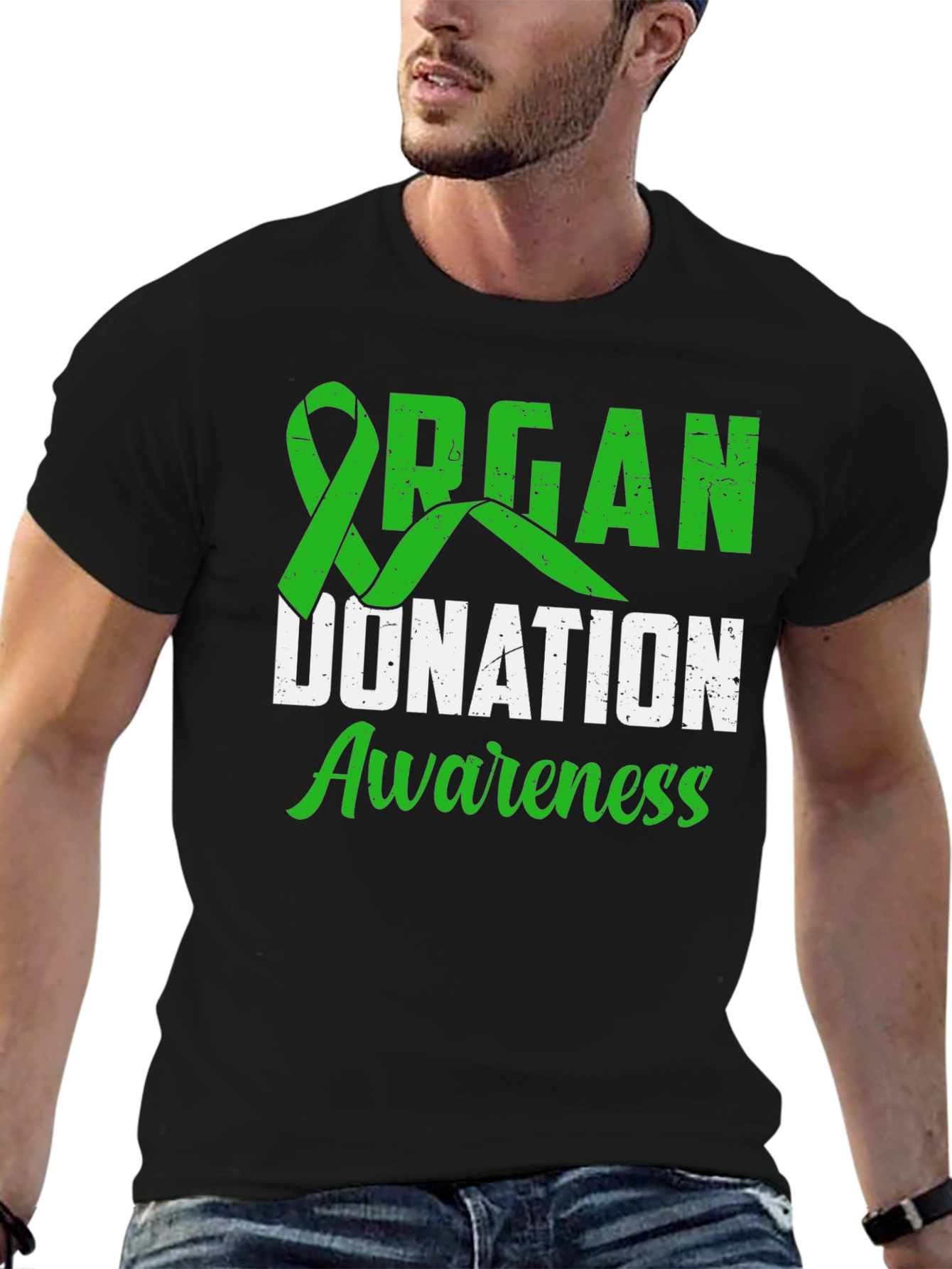 Organ Donation Awareness T-Shirt - Green Ribbon