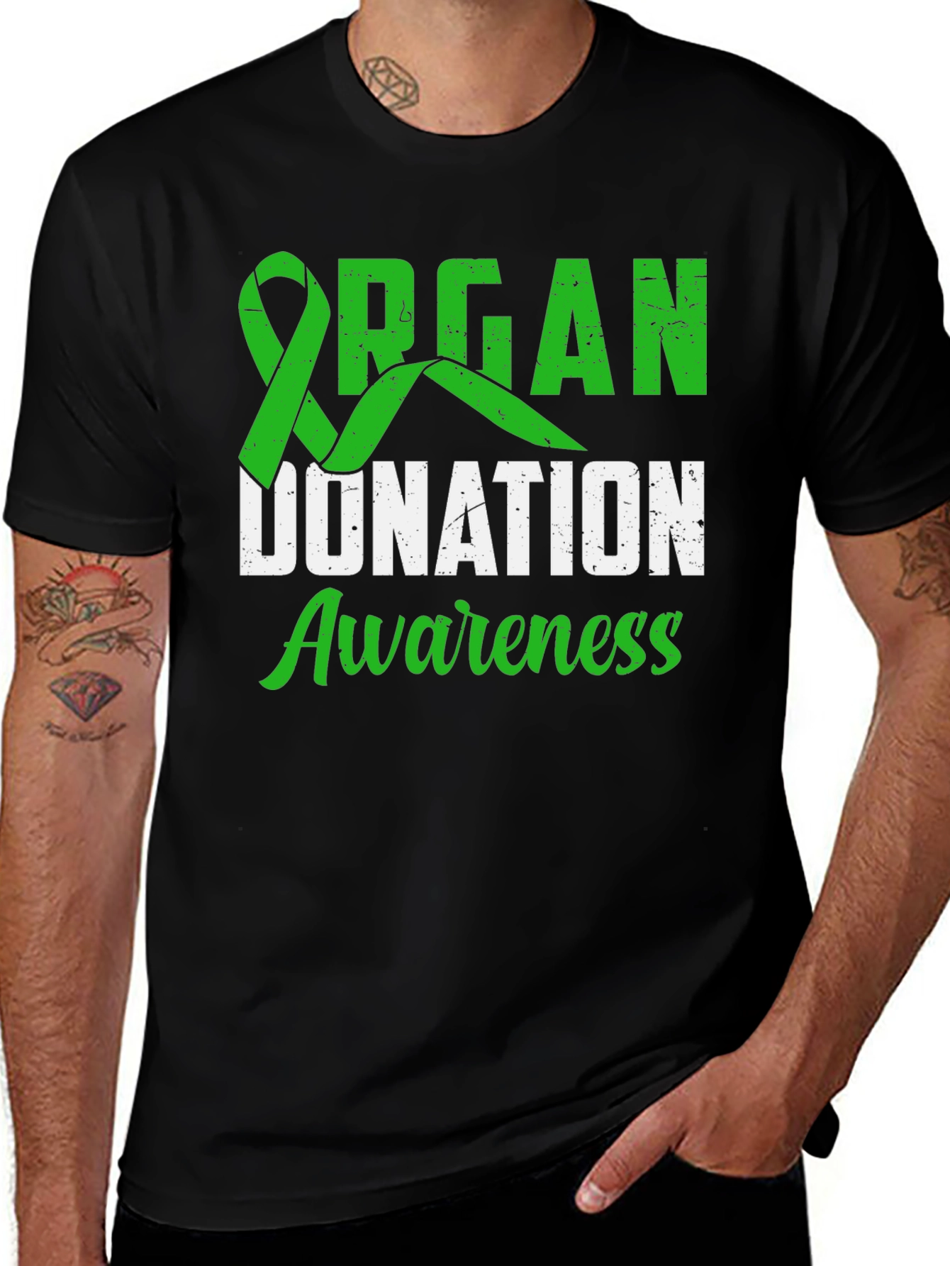 Organ Donation Awareness T-Shirt - Green Ribbon