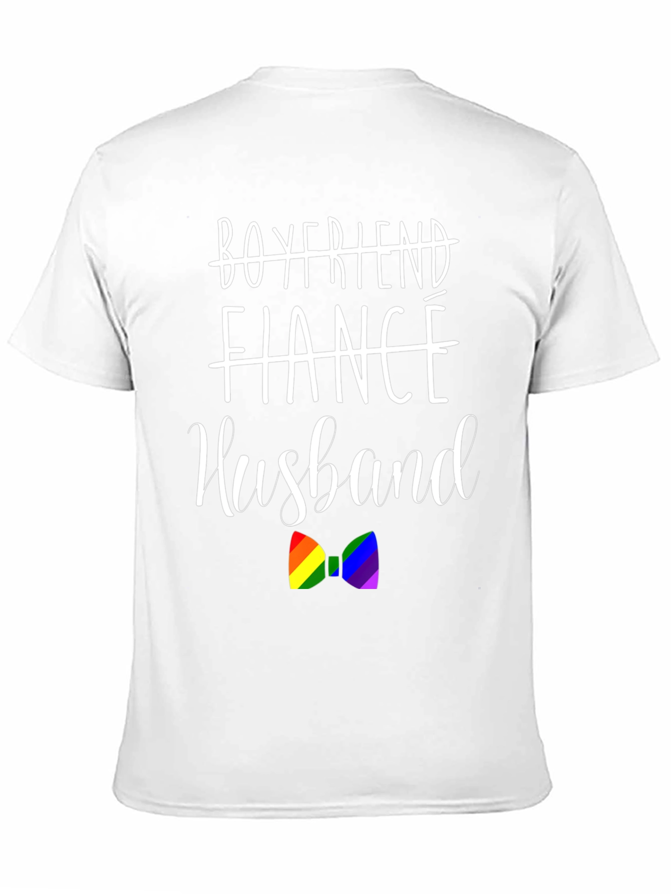Husband LGBTQ+ Pride Rainbow Bow Tie Graphic T-Shirt