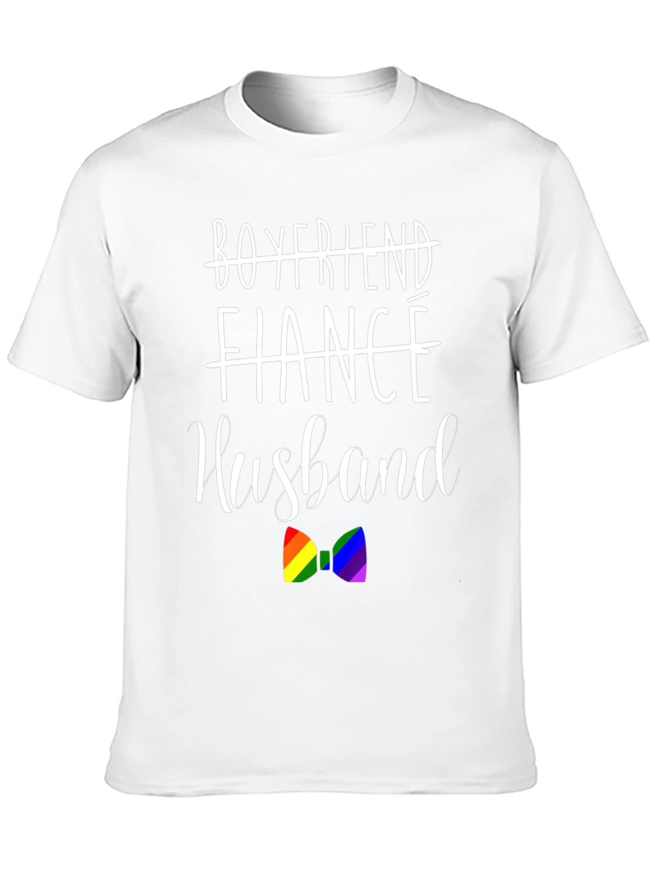 Husband LGBTQ+ Pride Rainbow Bow Tie Graphic T-Shirt