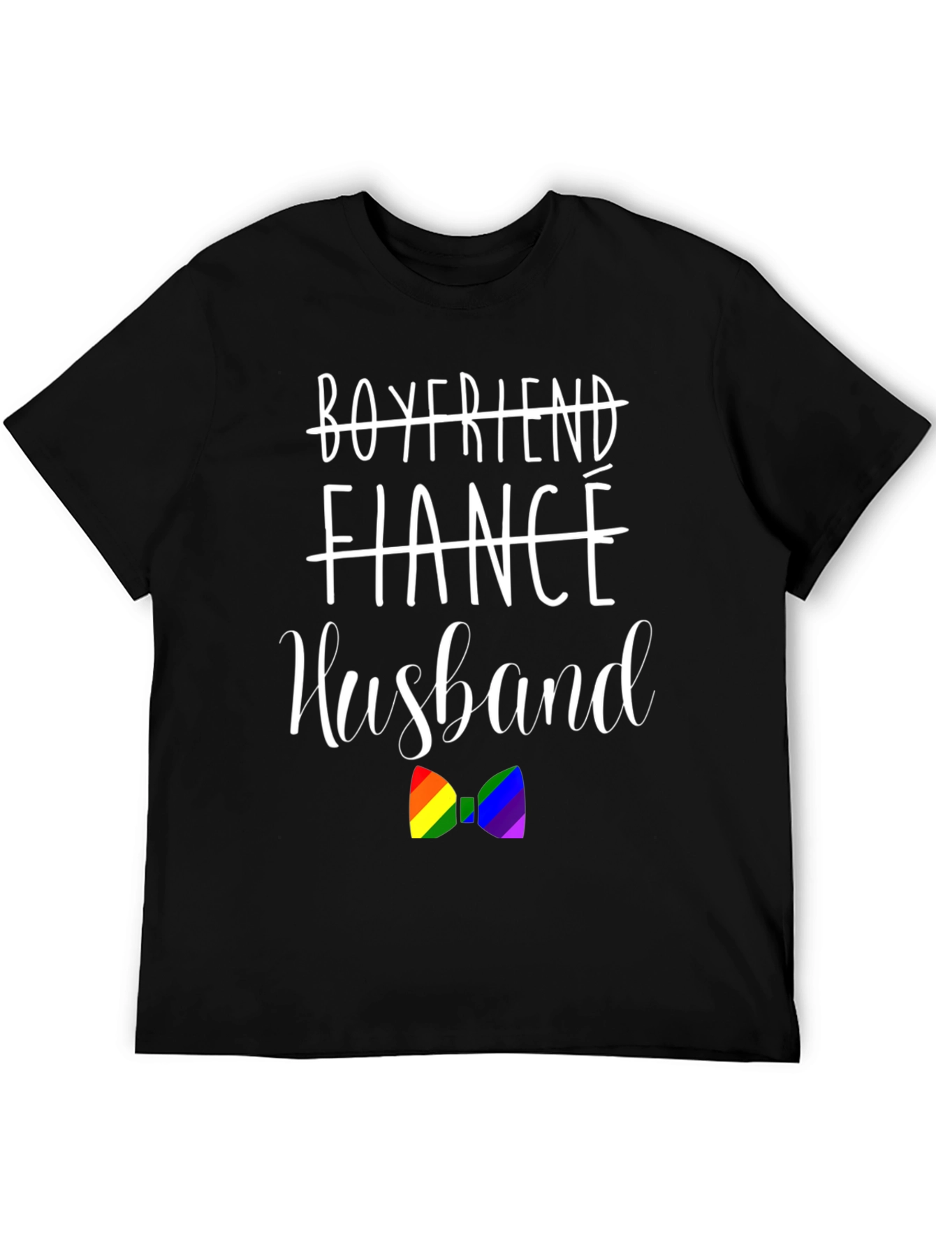 Husband LGBTQ+ Pride Rainbow Bow Tie Graphic T-Shirt