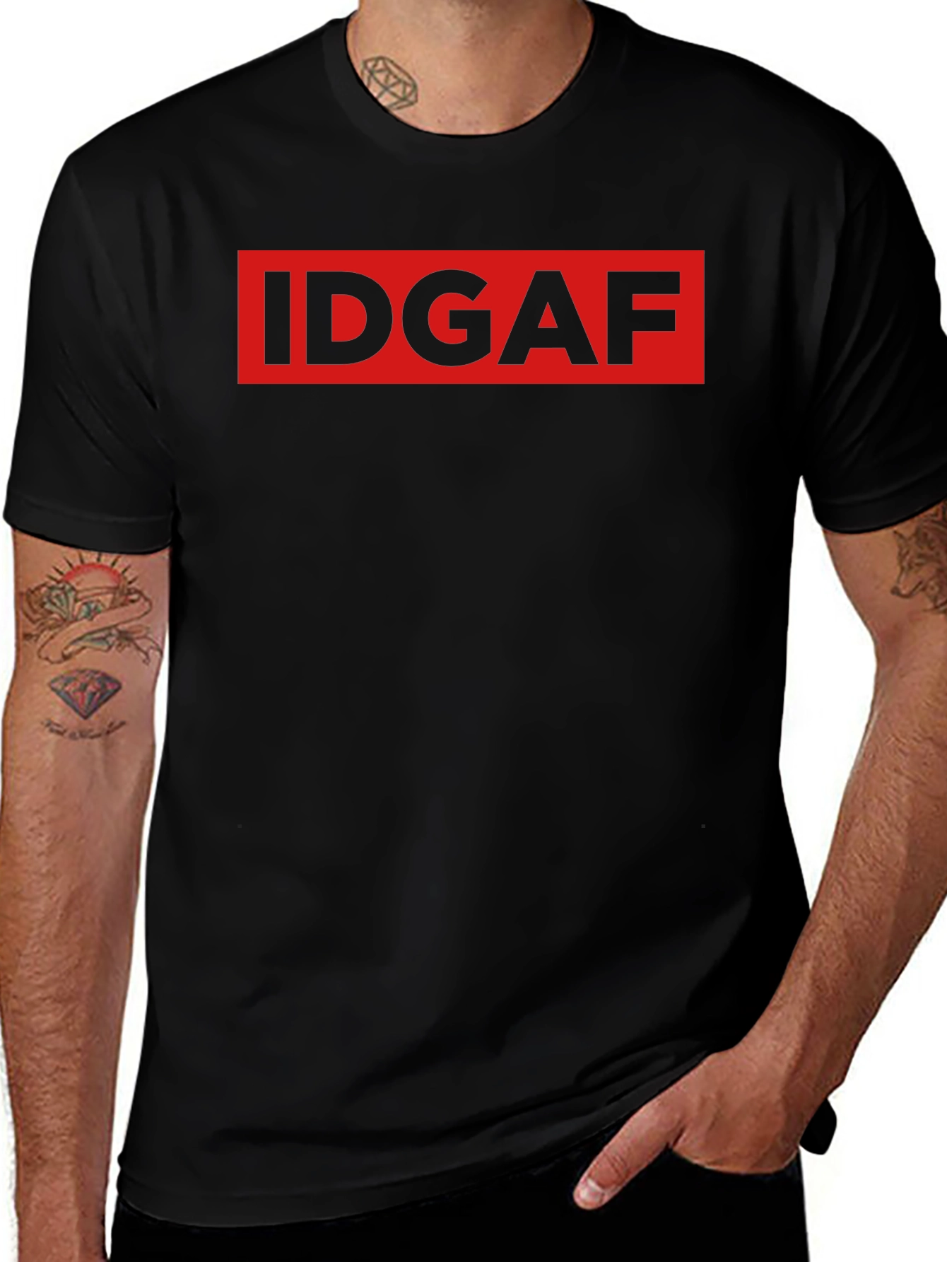 IDGAF Graphic Print Black T-Shirt