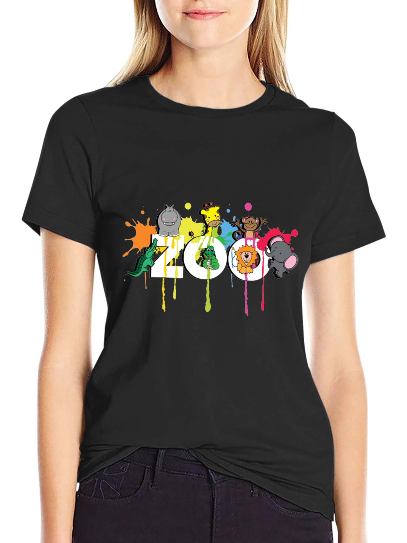 Zoo Animal Graphic Black T-Shirt