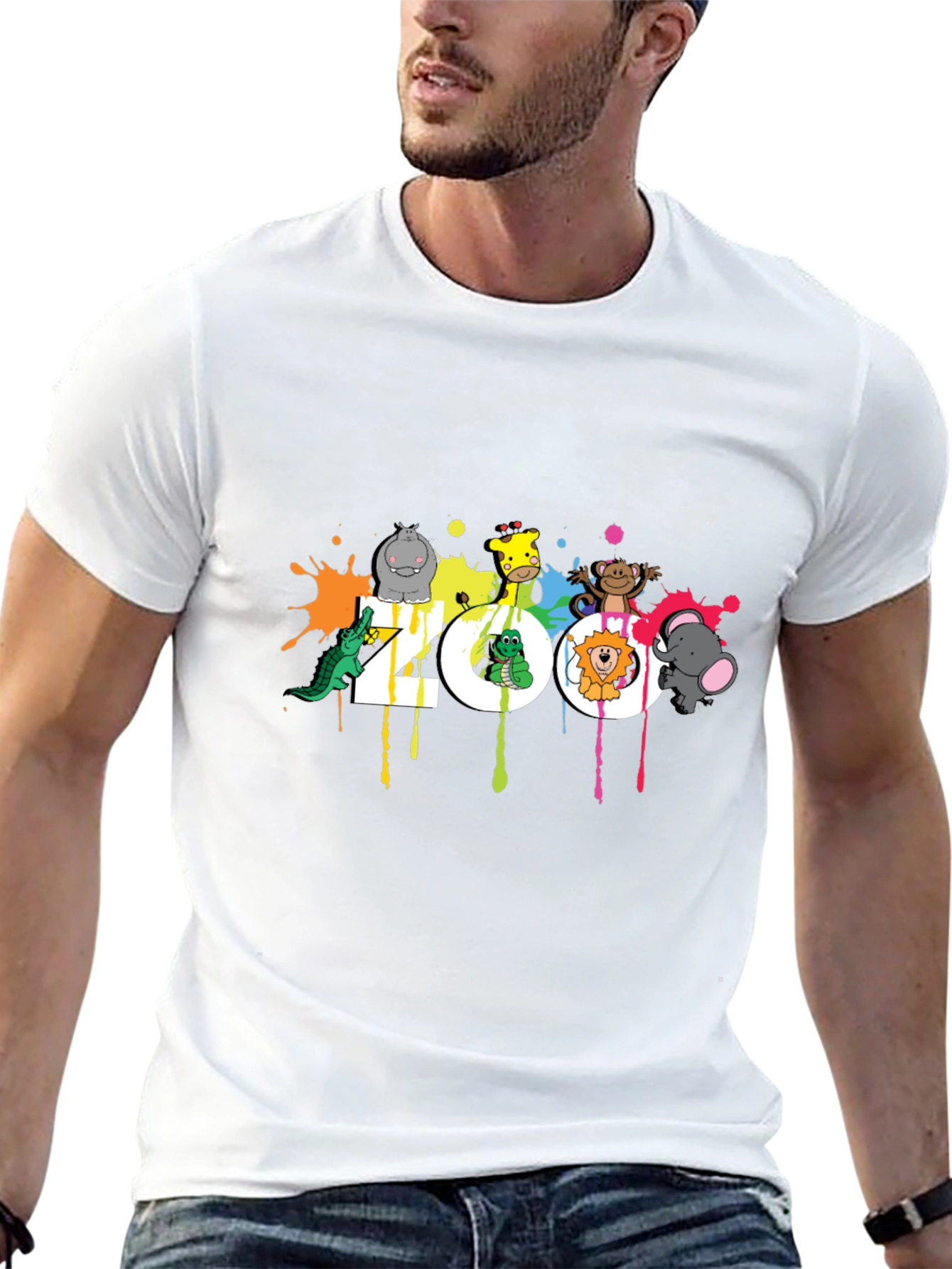 Zoo Animal Graphic Black T-Shirt