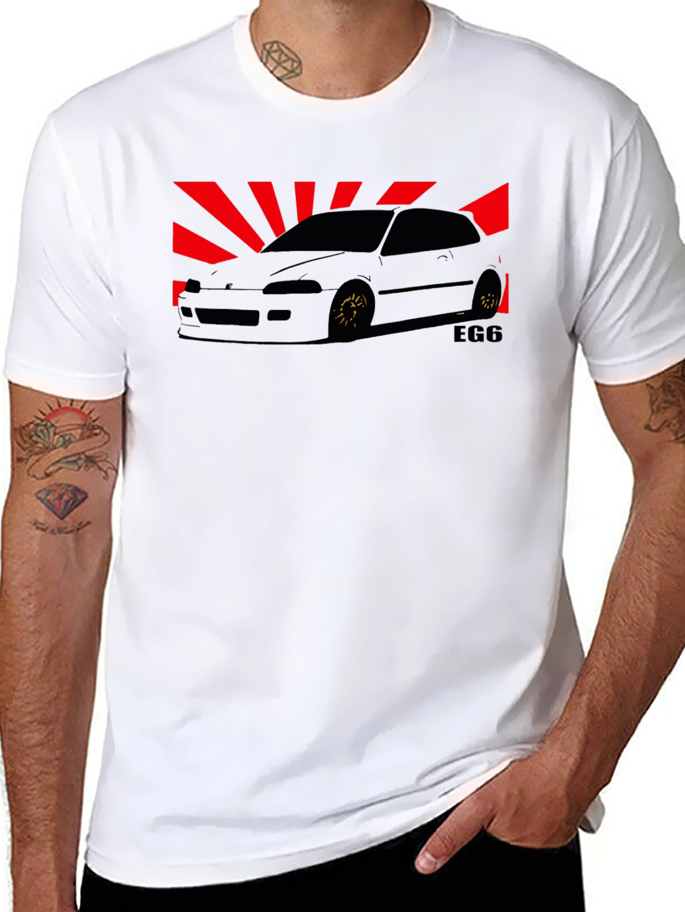 JDM Rising Sun Car T-Shirt - EG6 Civic Style