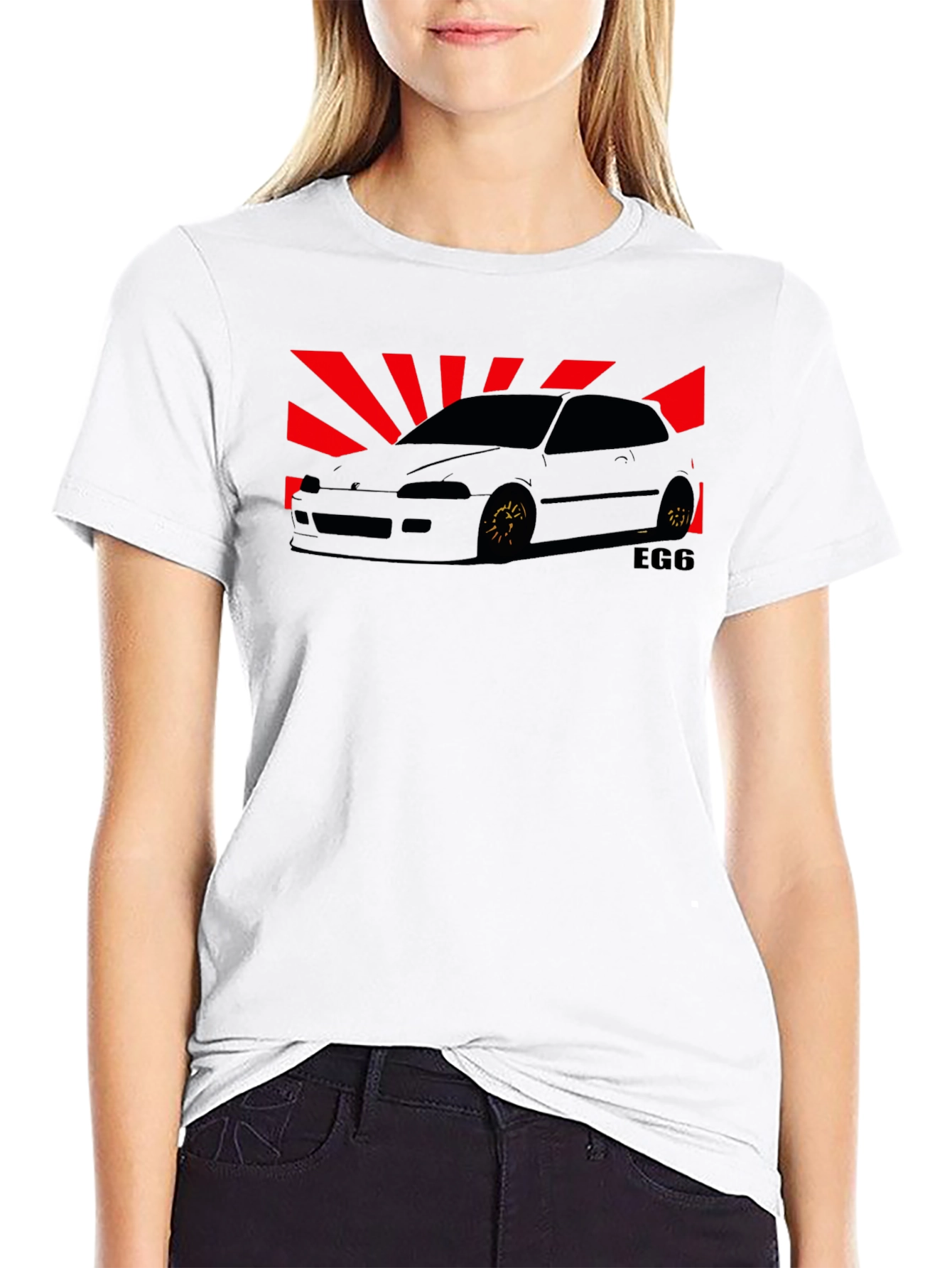 JDM Rising Sun Car T-Shirt - EG6 Civic Style