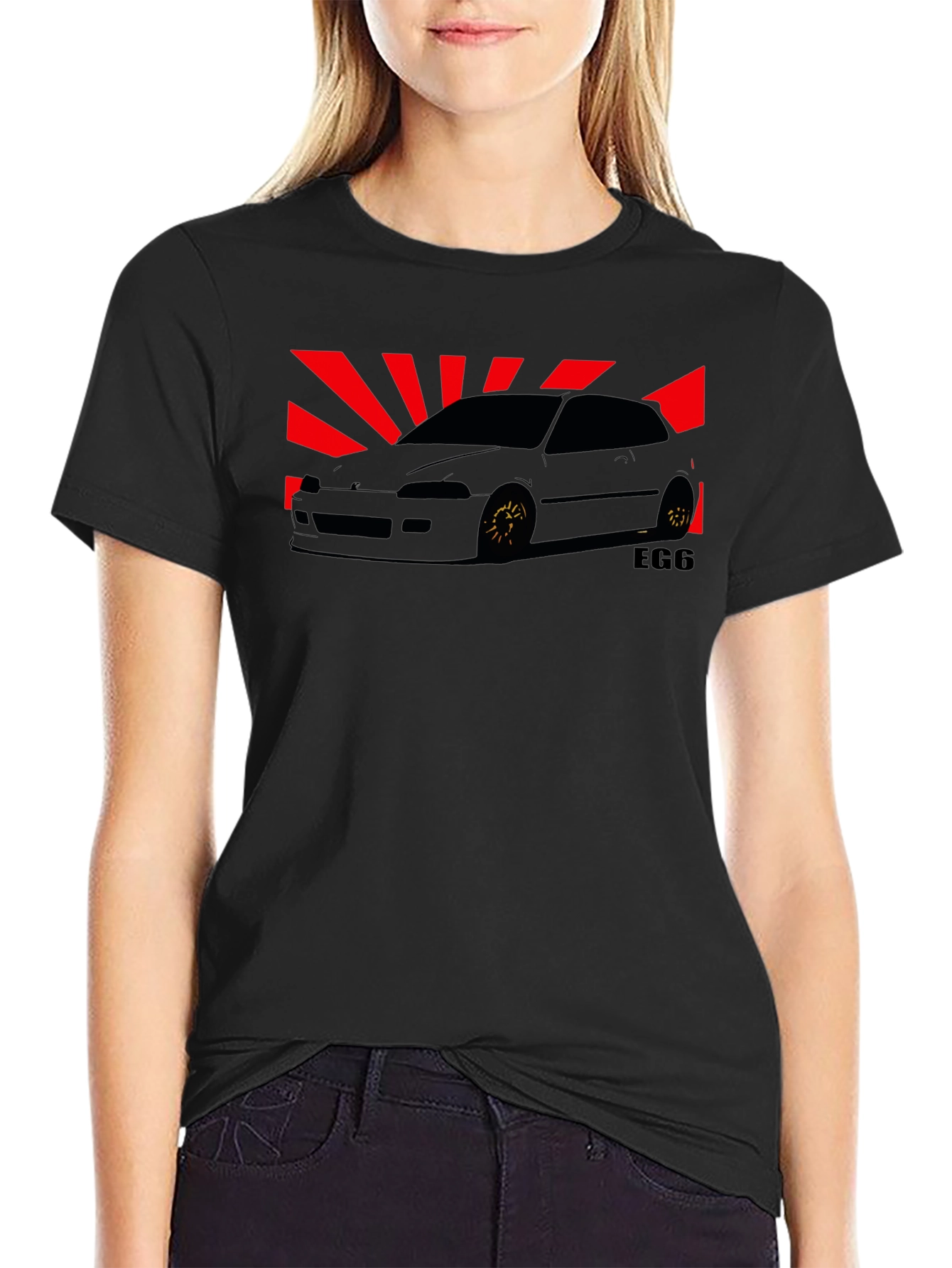 JDM Rising Sun Car T-Shirt - EG6 Civic Style