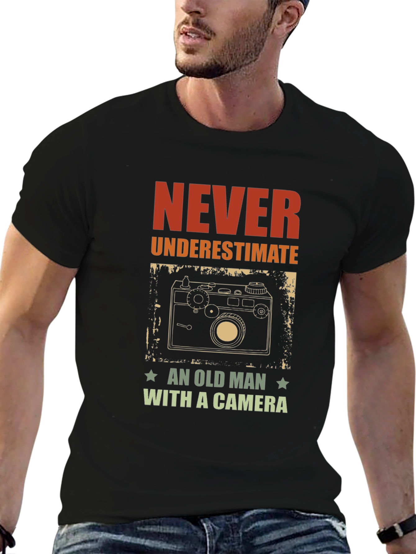 Never Underestimate an Old Man with a Camera T-Shirt