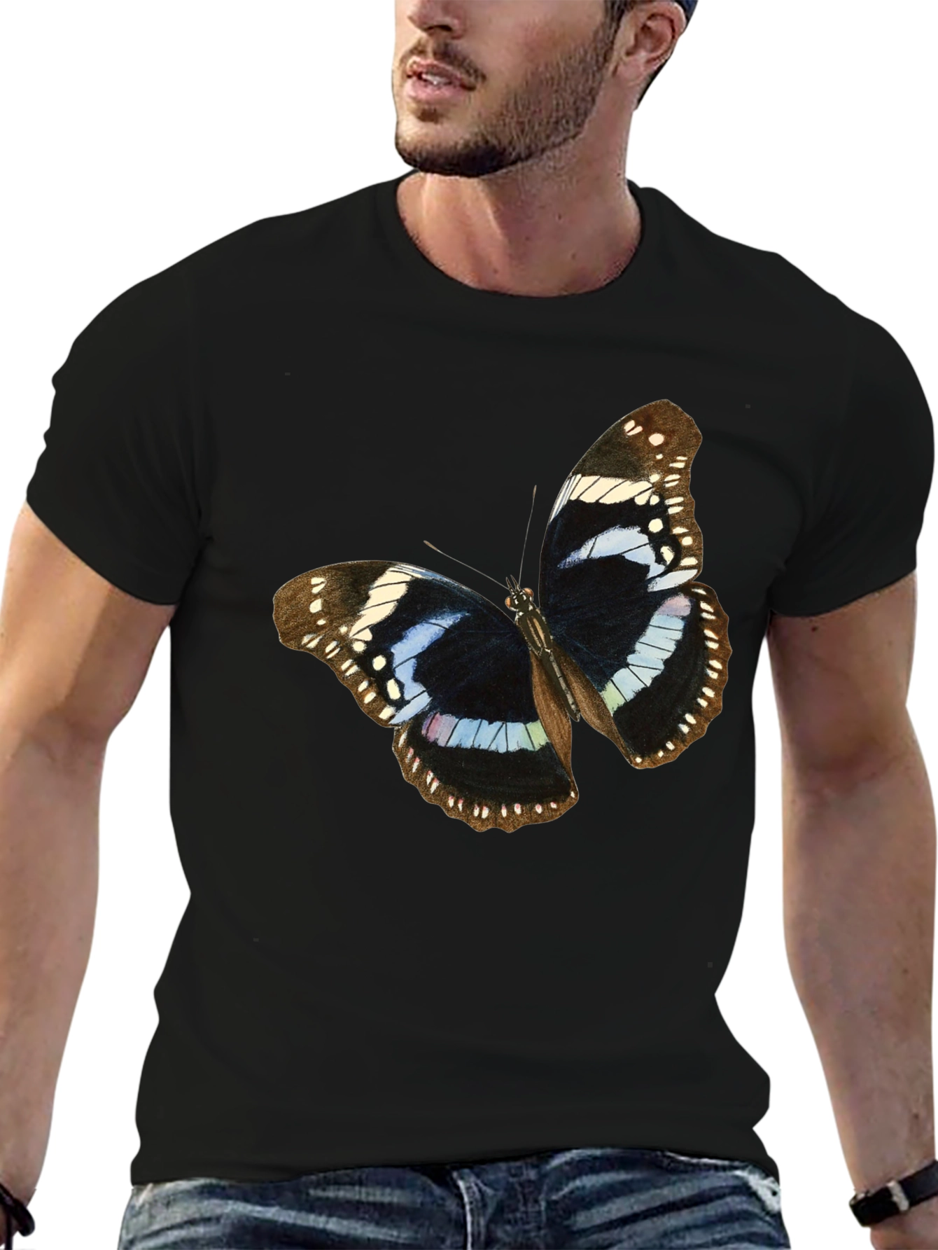 Butterfly Graphic Print Black T-Shirt