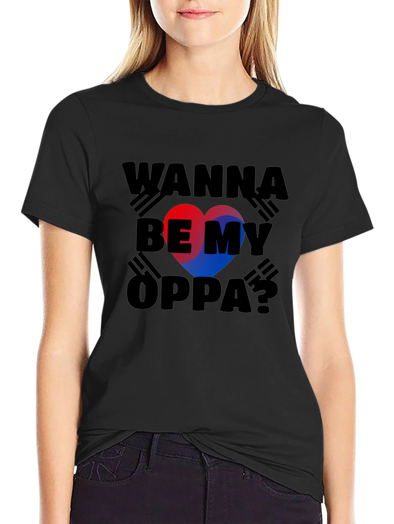 Wanna Be My Oppa? T-Shirt Korean Flag Heart