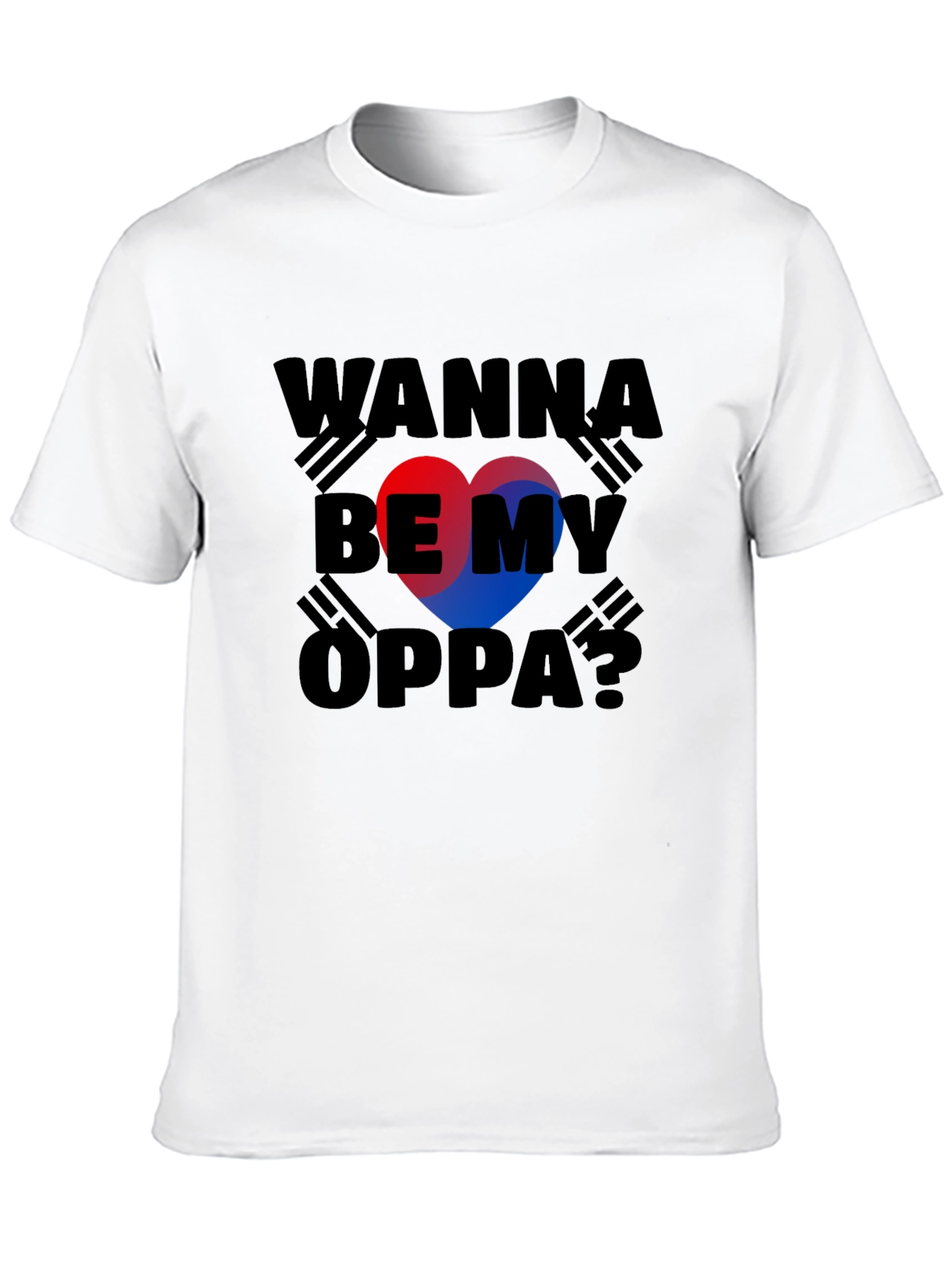 Wanna Be My Oppa? T-Shirt Korean Flag Heart