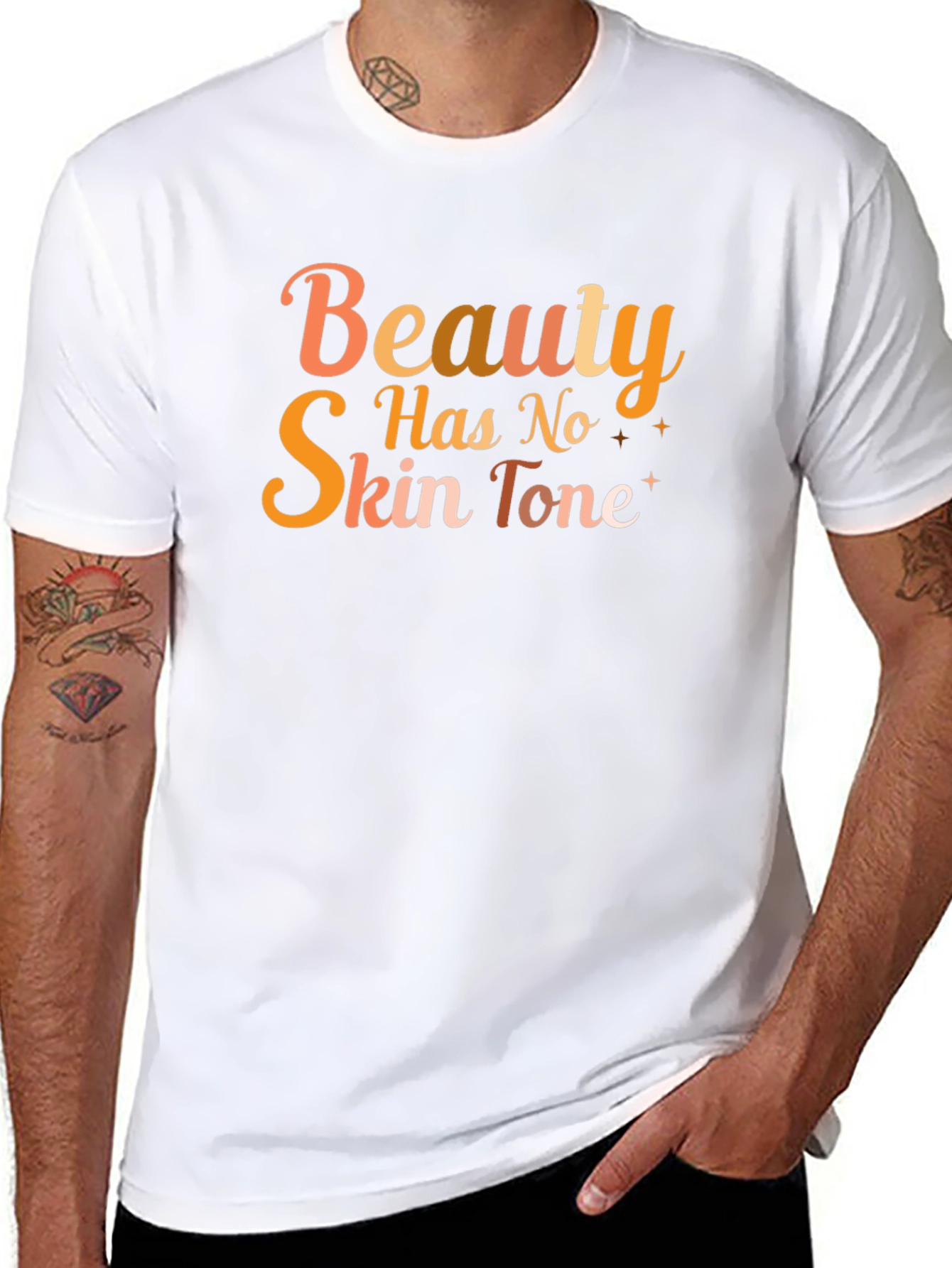 Beauty Has No Skin Tone Black Graphic Tee