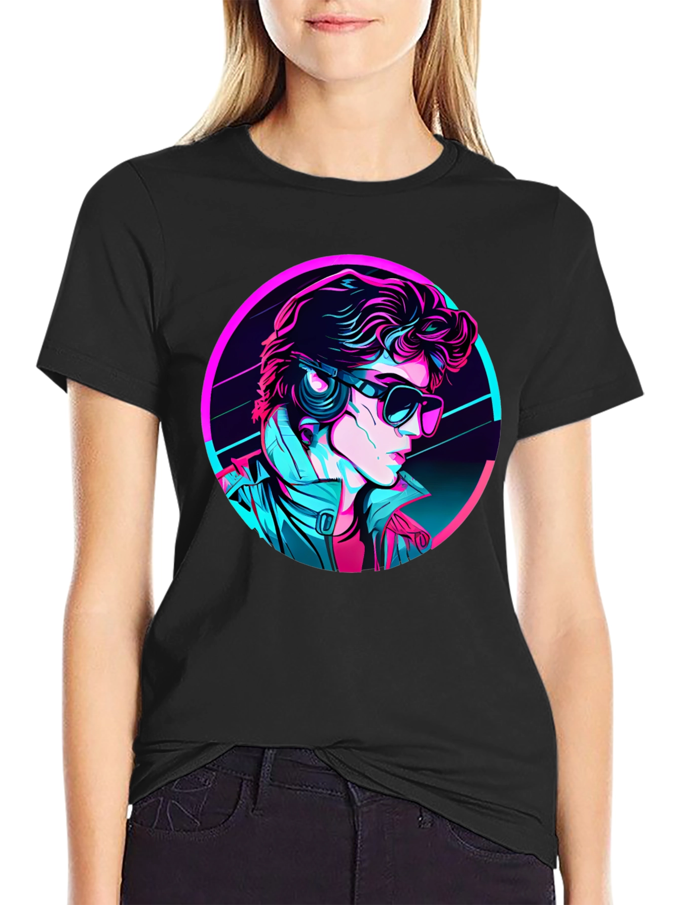 Retro Synthwave Graphic Tee - Black