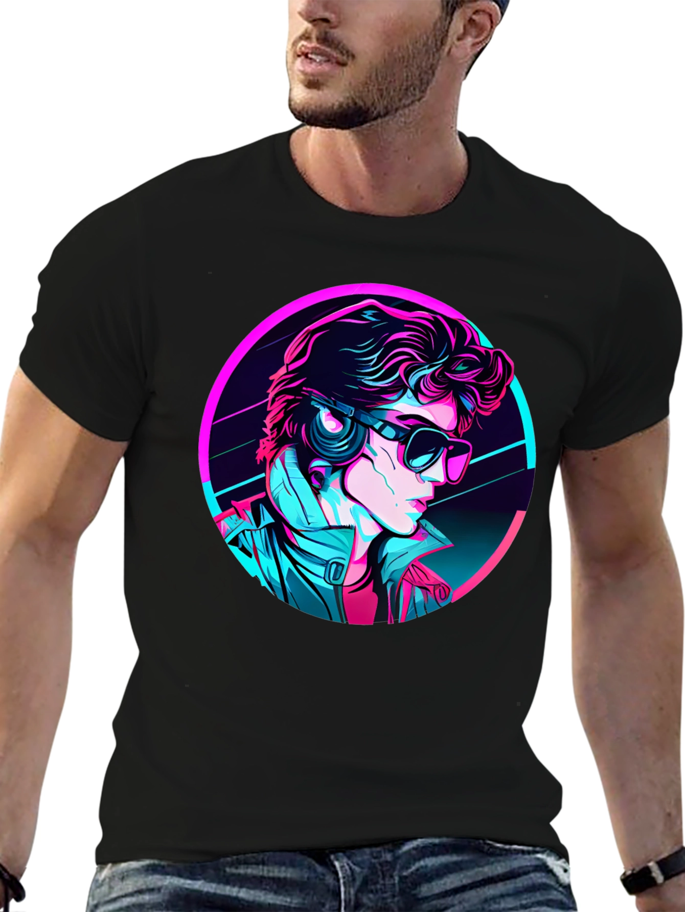 Retro Synthwave Graphic Tee - Black