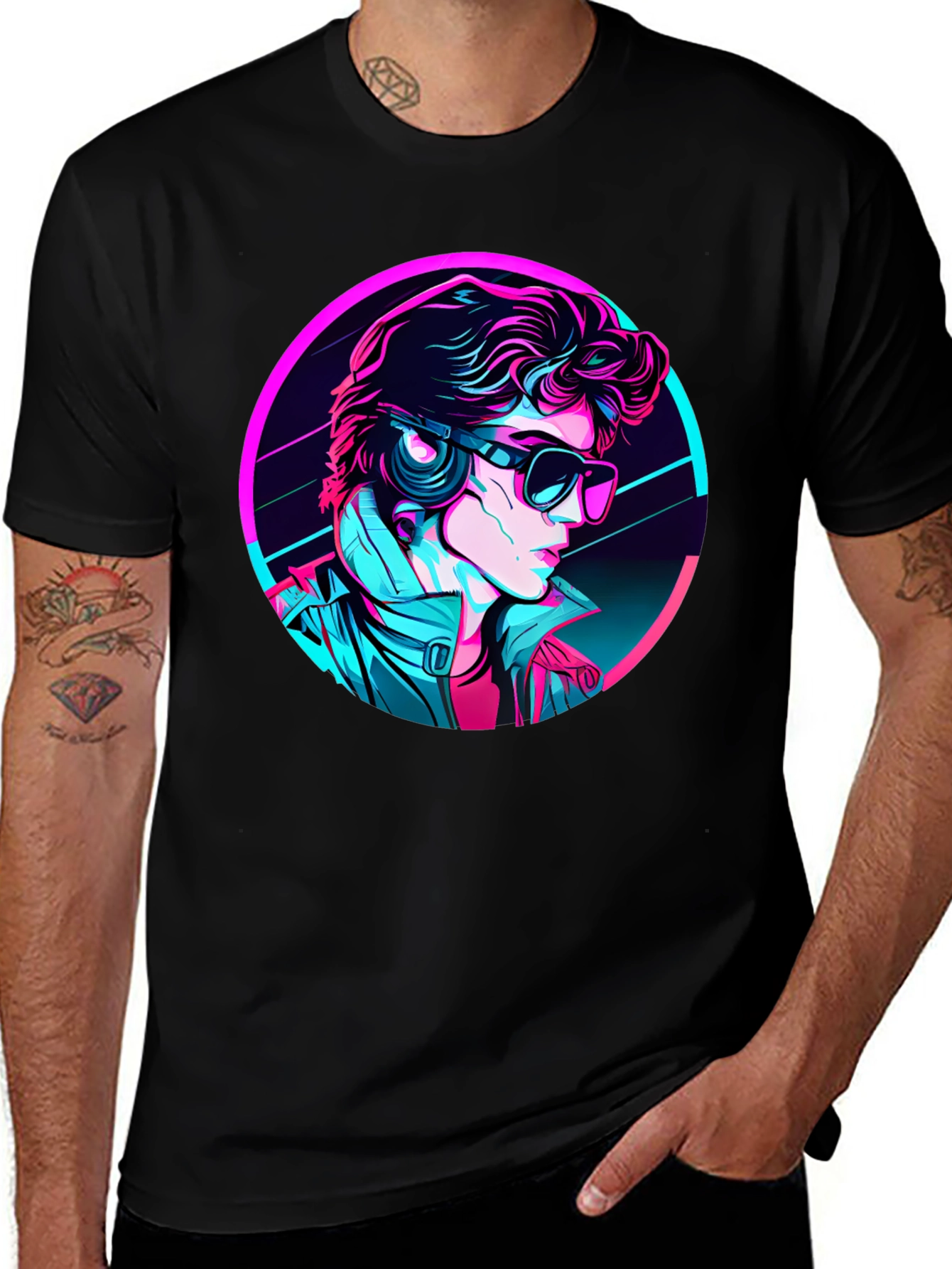 Retro Synthwave Graphic Tee - Black