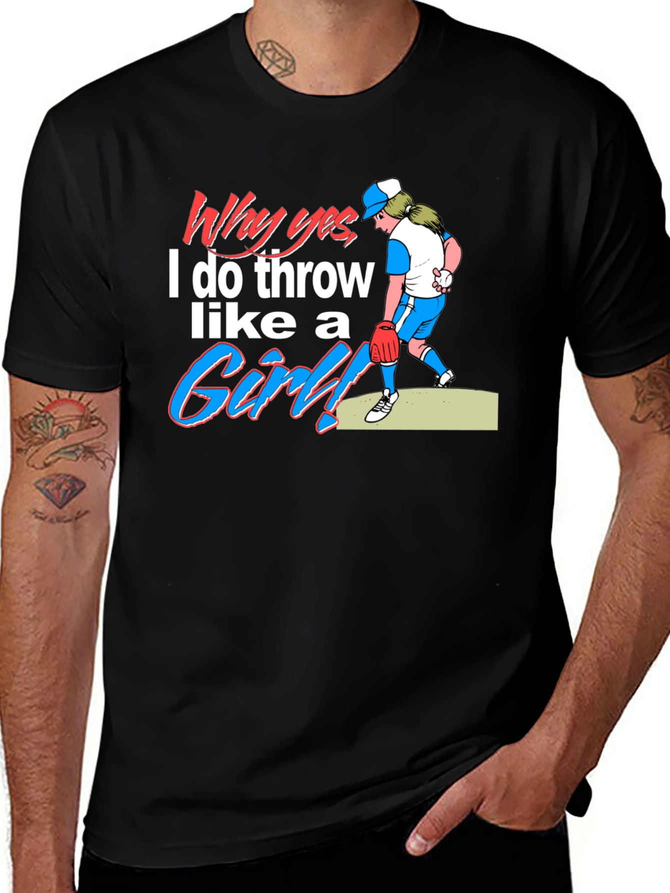 Funny Throw Like a Girl Graphic Tee