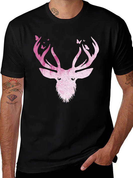 Deer Antler Butterfly Graphic T-Shirt