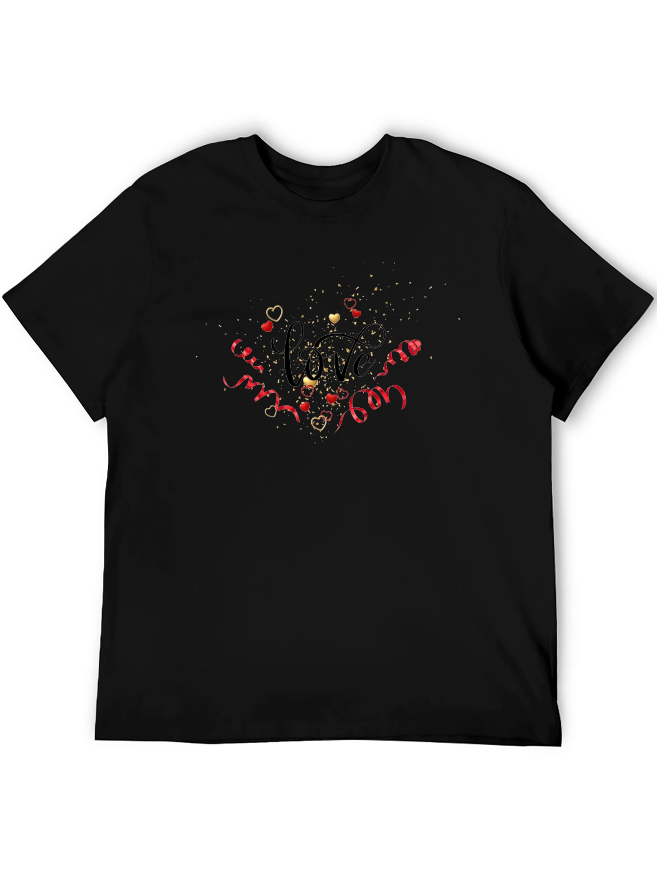 Love Hearts Confetti Graphic Tee - Black