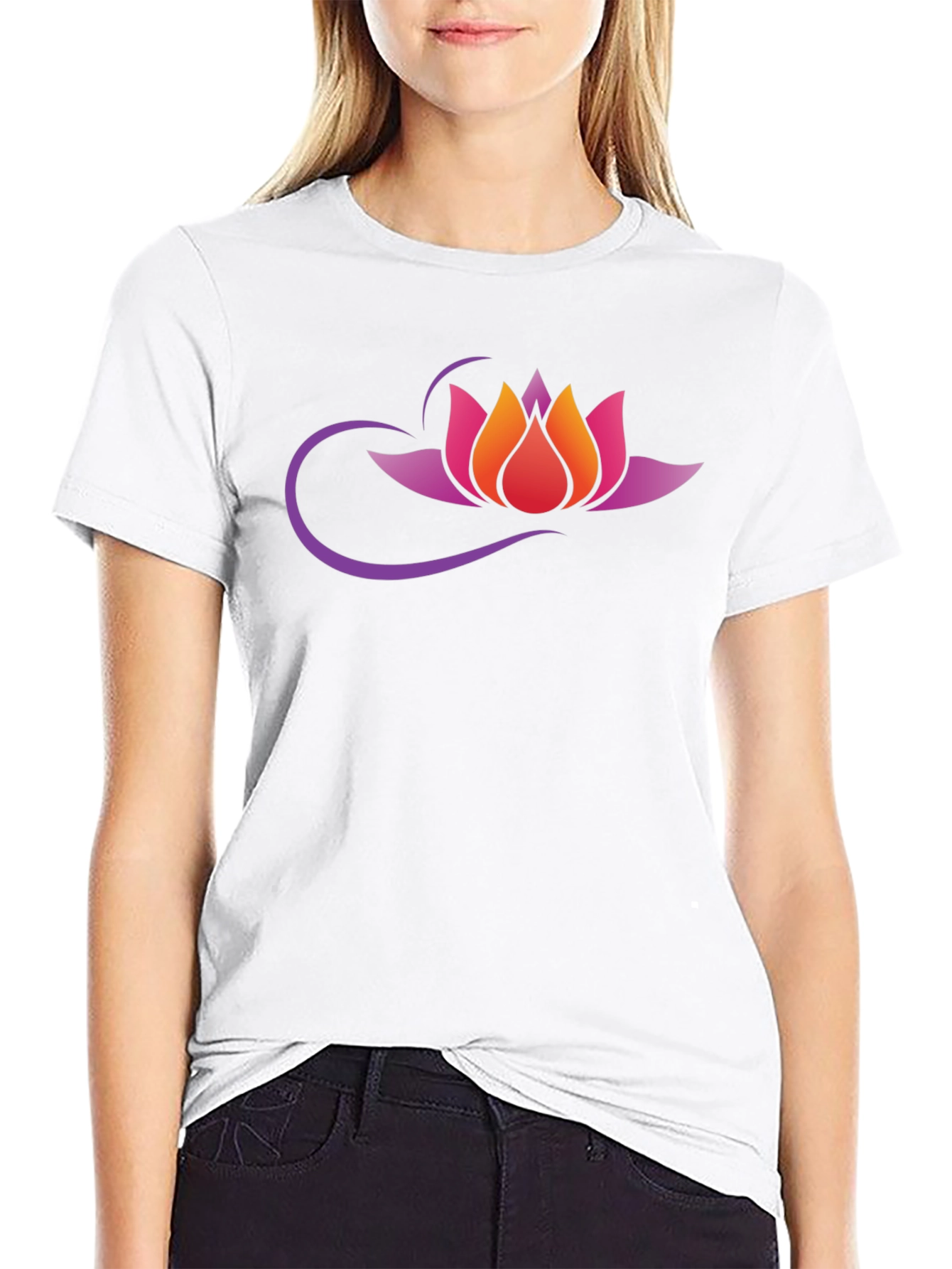 Lotus Flower Graphic T-Shirt - Black