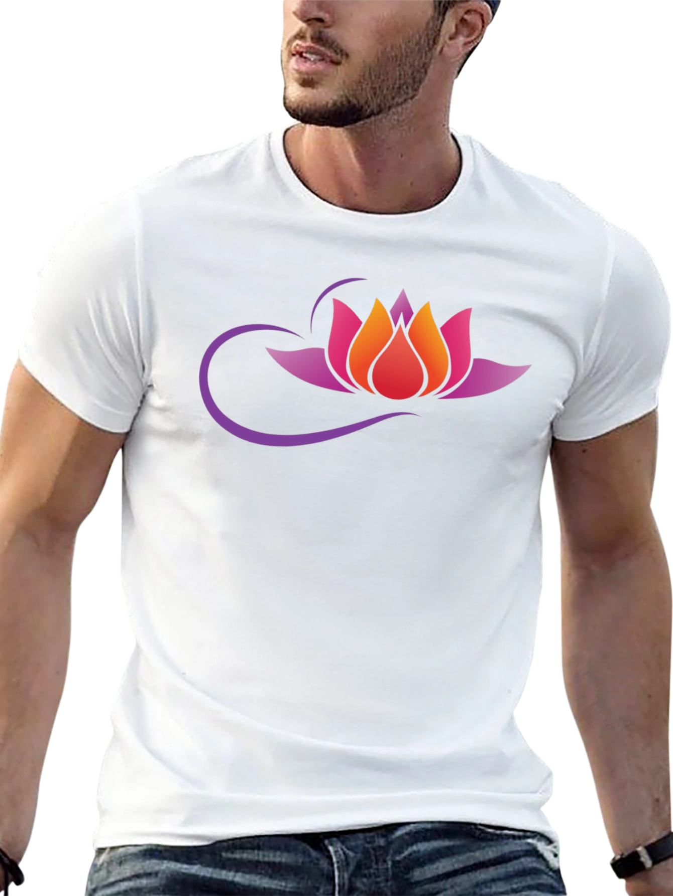 Lotus Flower Graphic T-Shirt - Black