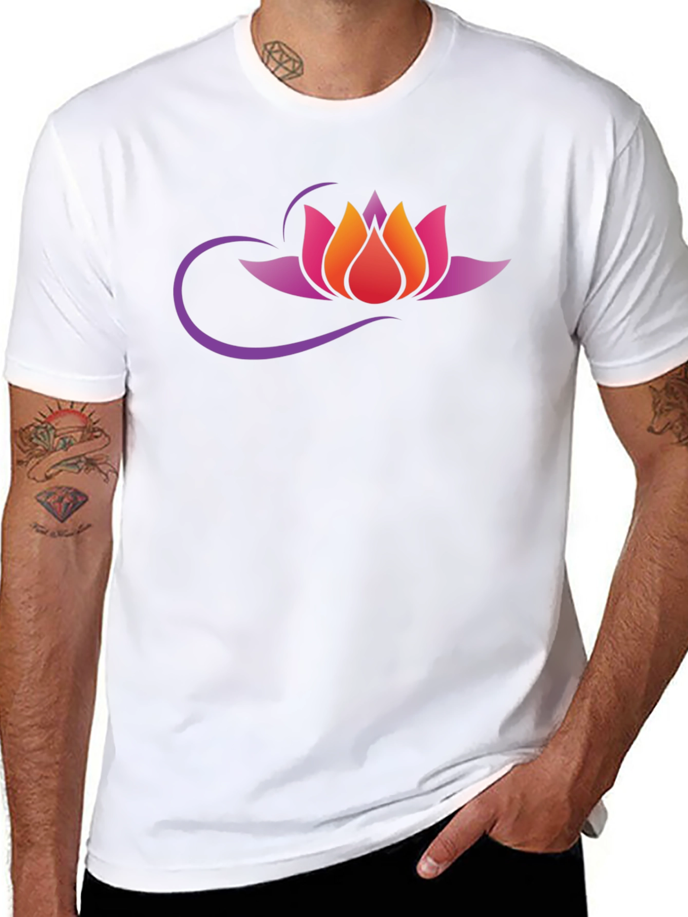 Lotus Flower Graphic T-Shirt - Black