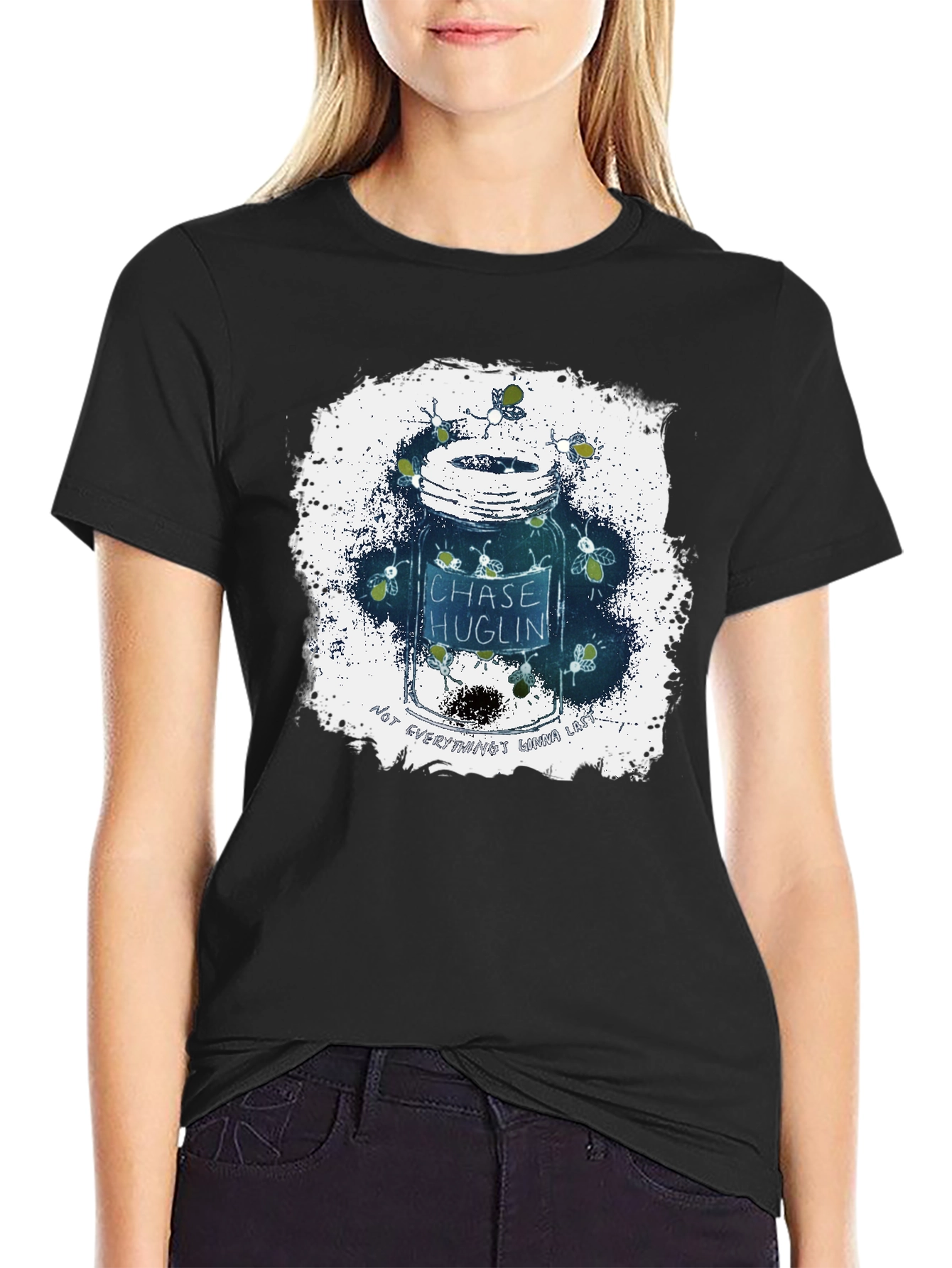 Fireflies in Jar Graphic T-Shirt - Black