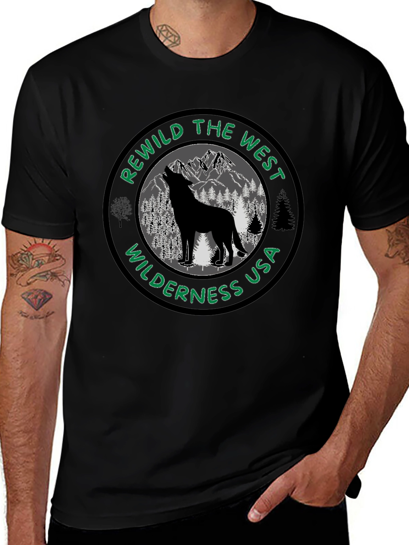 Rewild the West Wilderness USA Black T-Shirt