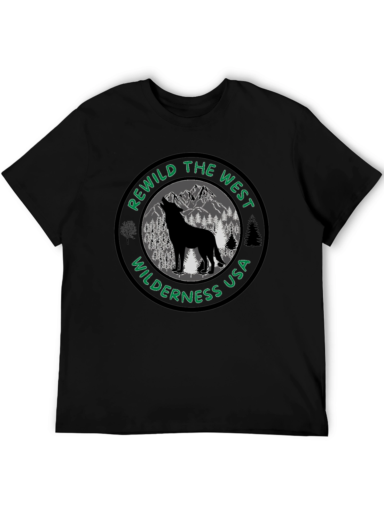 Rewild the West Wilderness USA Black T-Shirt