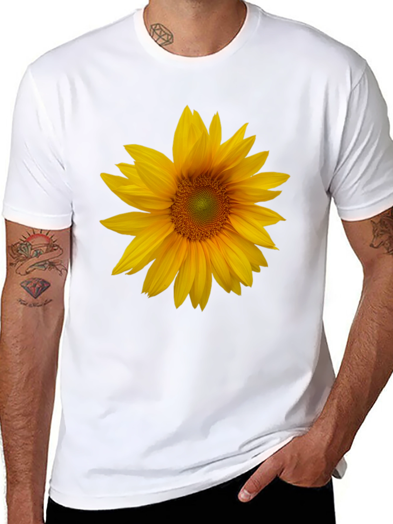 Sunflower Graphic Tee - Black Cotton Blend