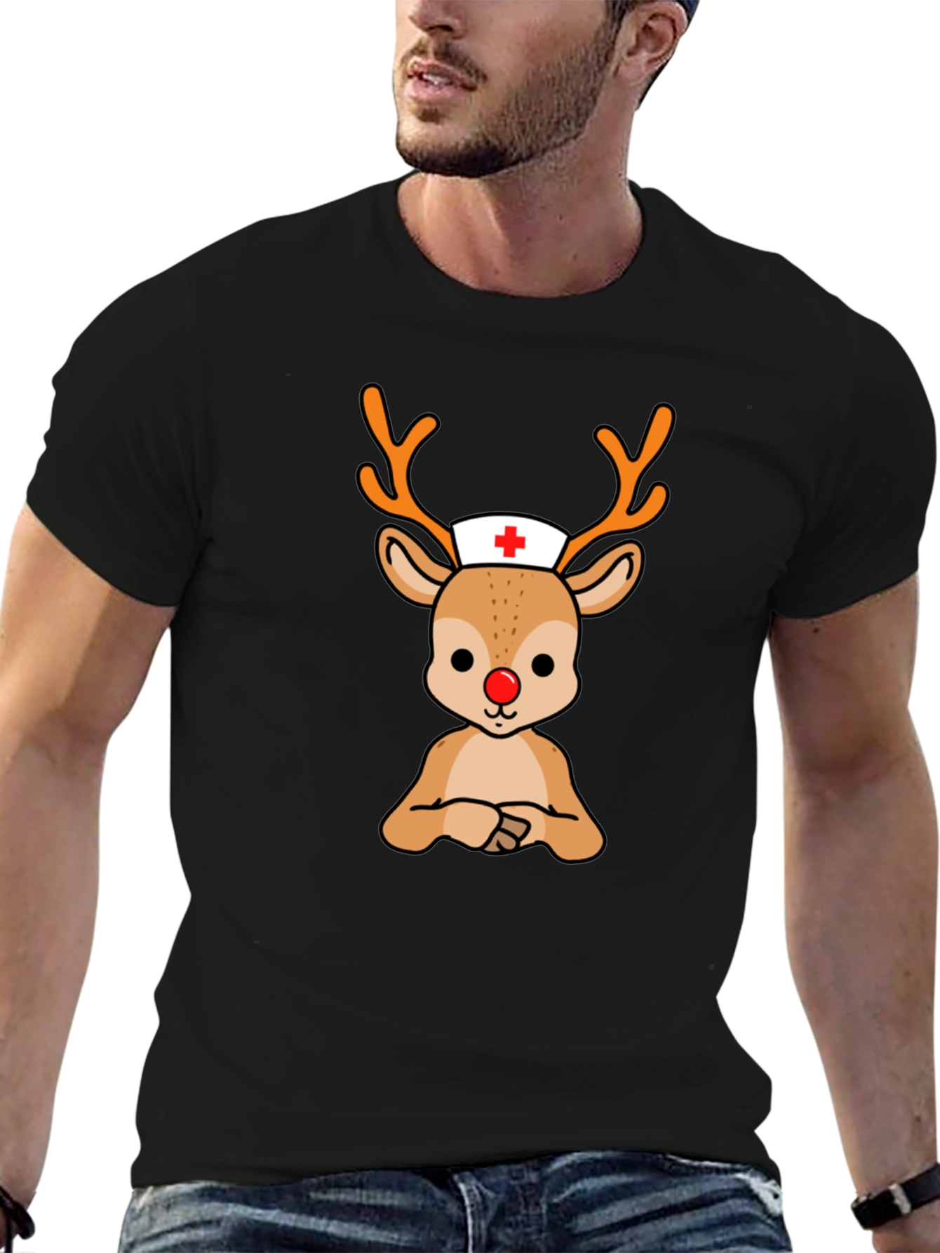Rudolph Nurse T-Shirt - Holiday Themed Medical Apparel