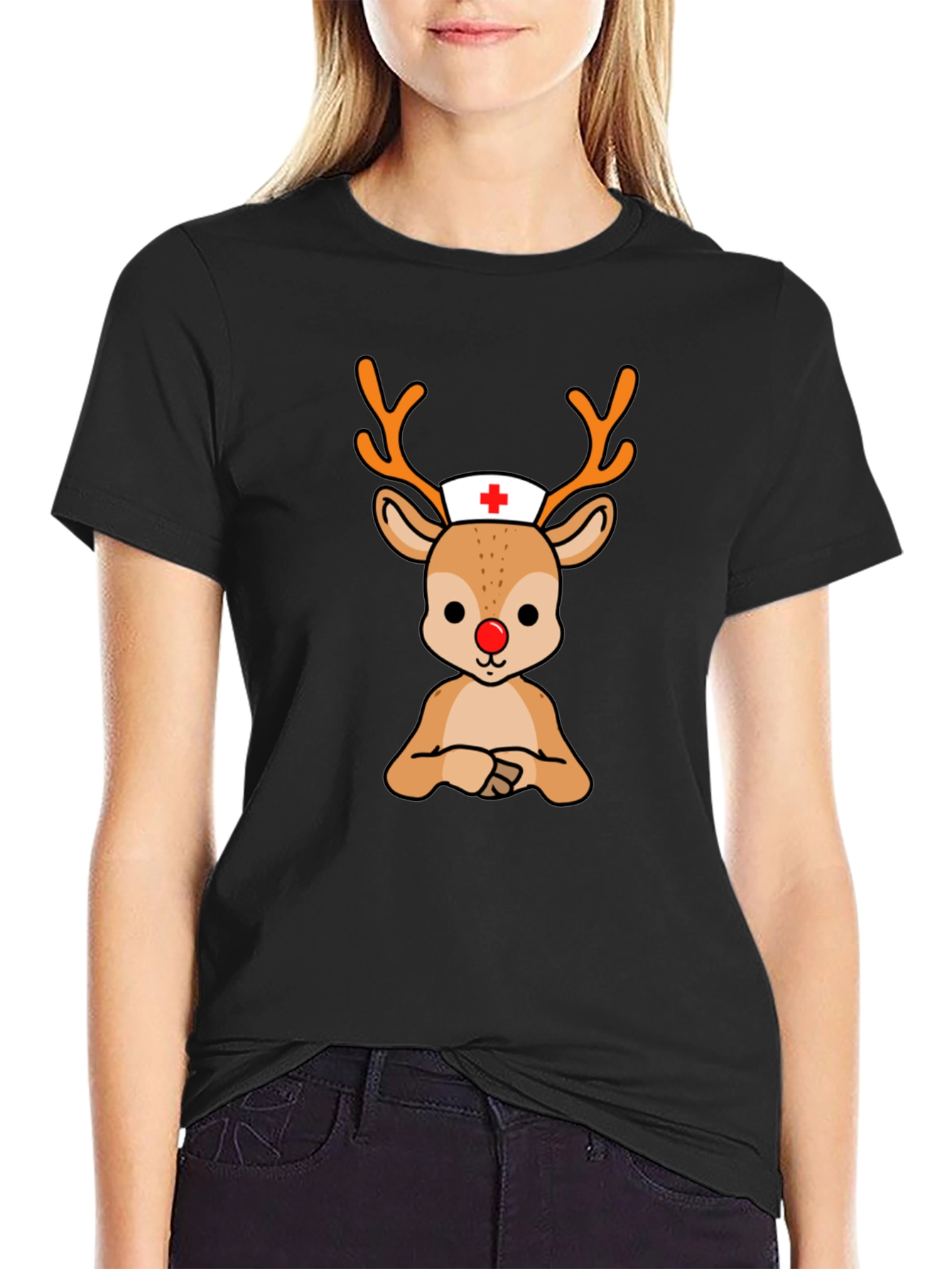 Rudolph Nurse T-Shirt - Holiday Themed Medical Apparel