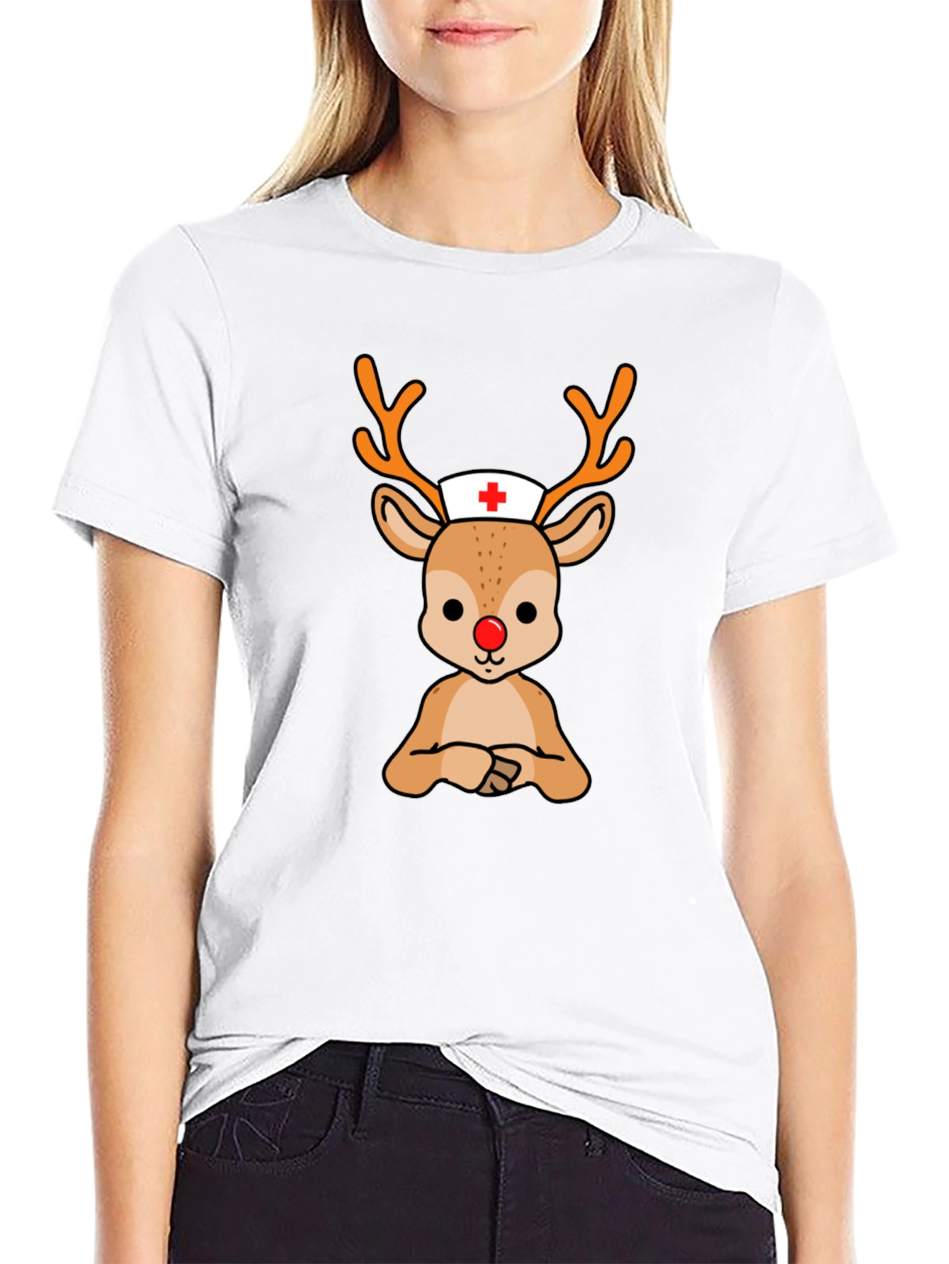 Rudolph Nurse T-Shirt - Holiday Themed Medical Apparel