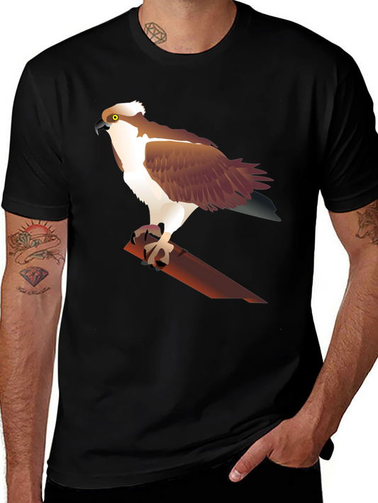 Osprey Bird Graphic Print Black T-Shirt