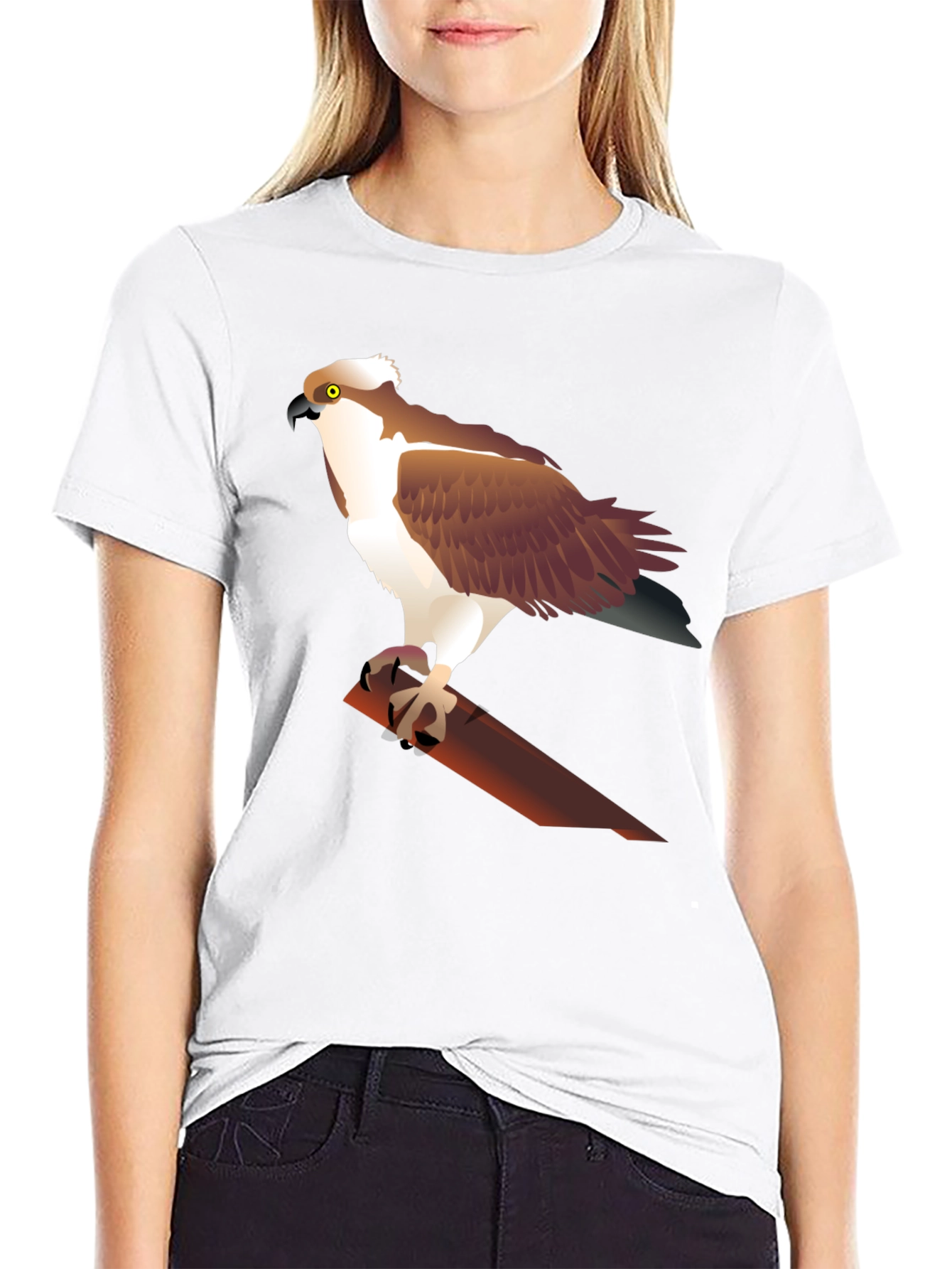 Osprey Bird Graphic Print Black T-Shirt