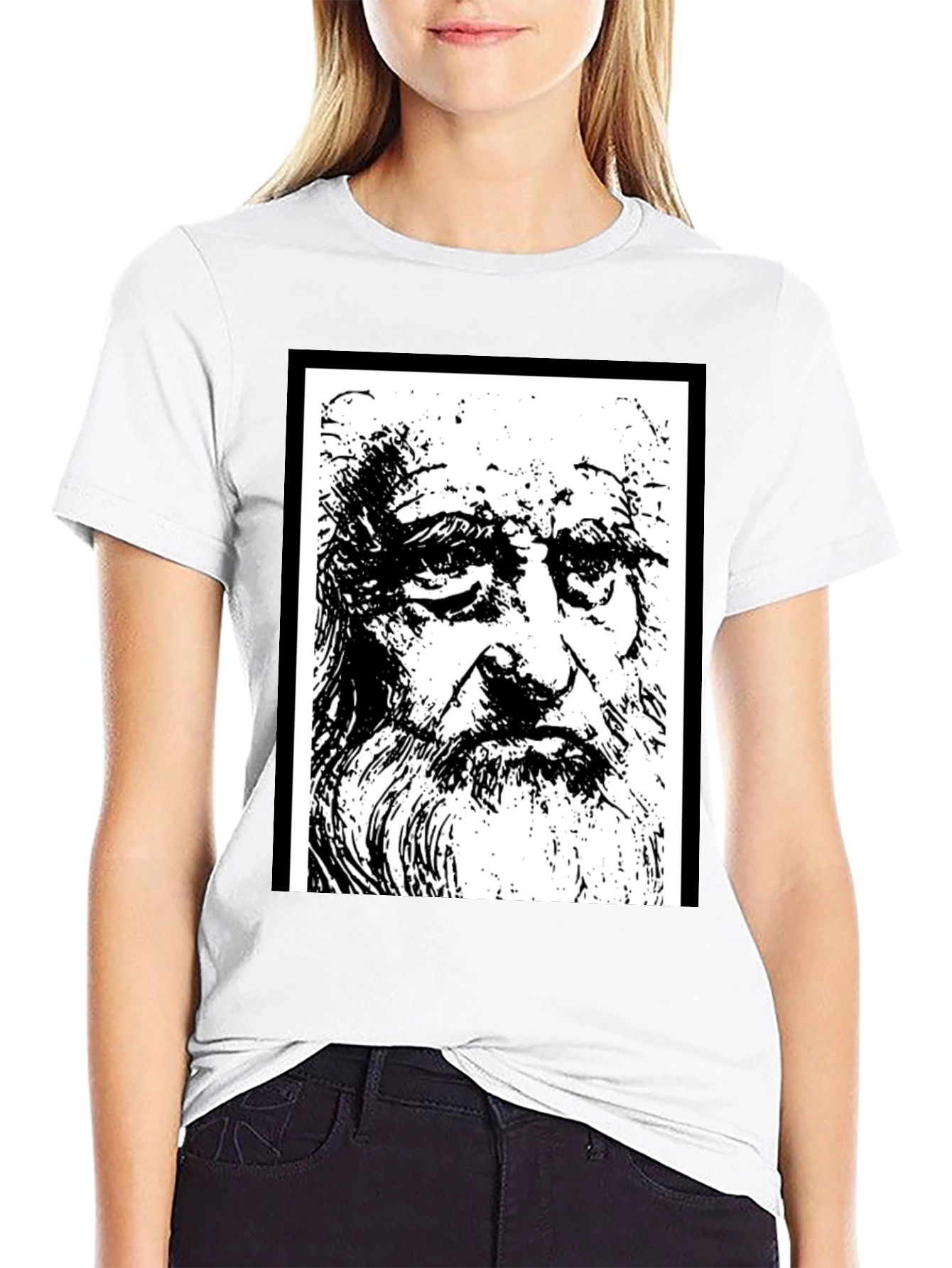 Da Vinci Sketch Tee - Artistic Black T-Shirt