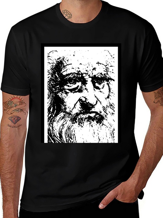 Da Vinci Sketch Tee - Artistic Black T-Shirt