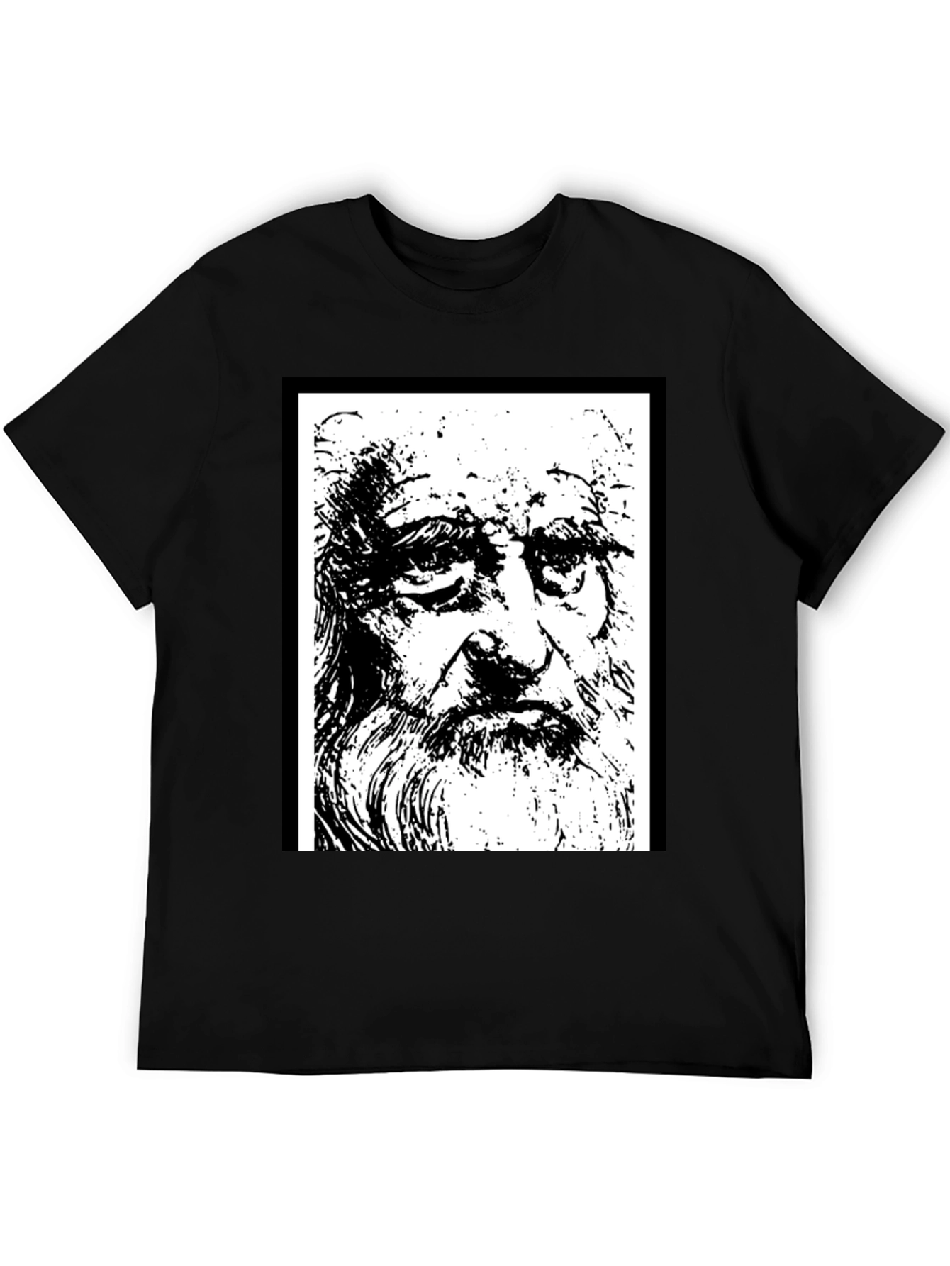 Da Vinci Sketch Tee - Artistic Black T-Shirt