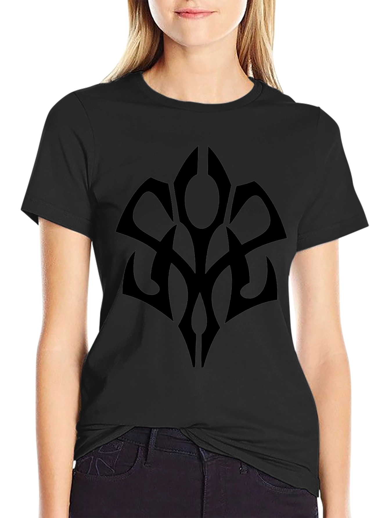 Black T-Shirt with Abstract Tribal Design