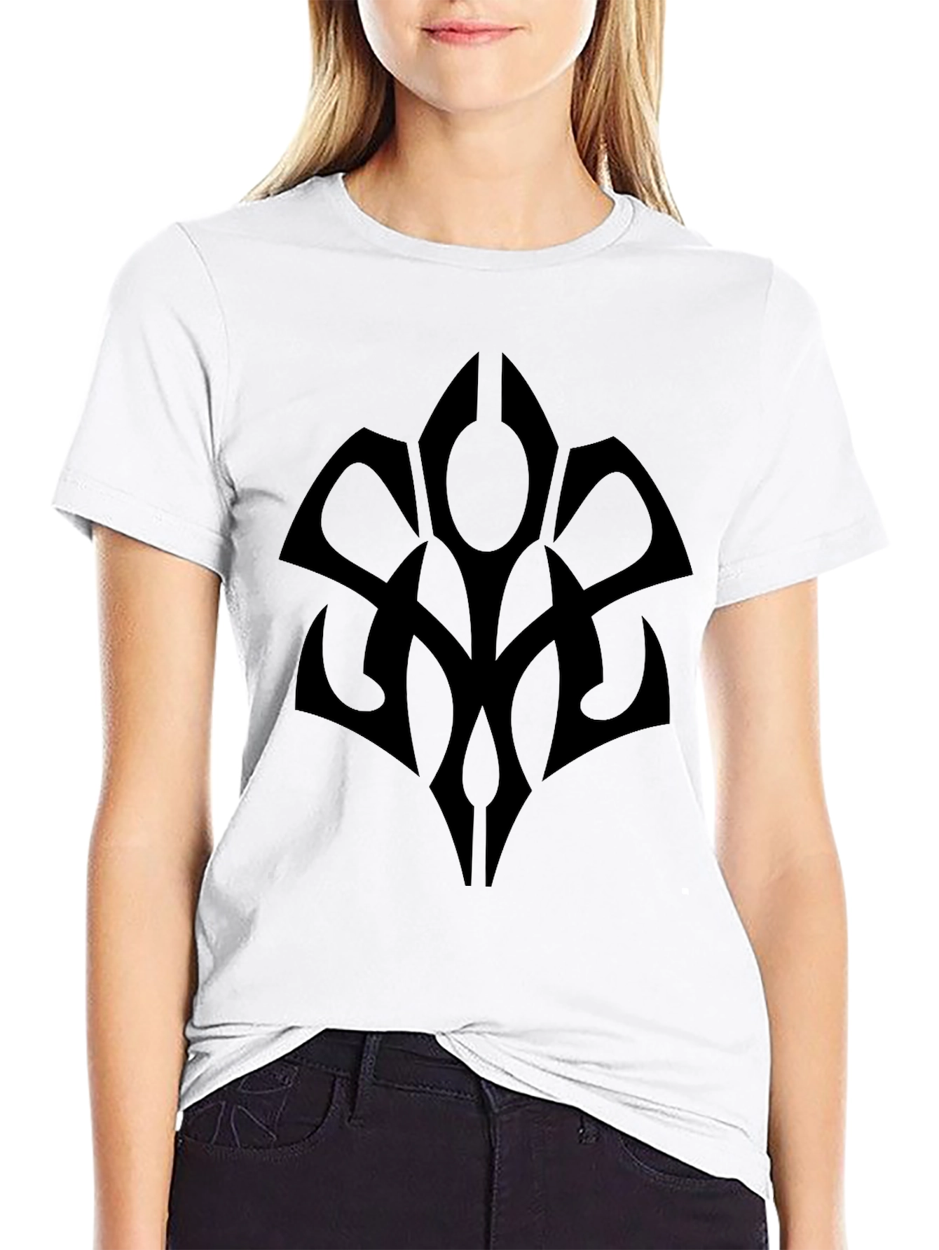 Black T-Shirt with Abstract Tribal Design