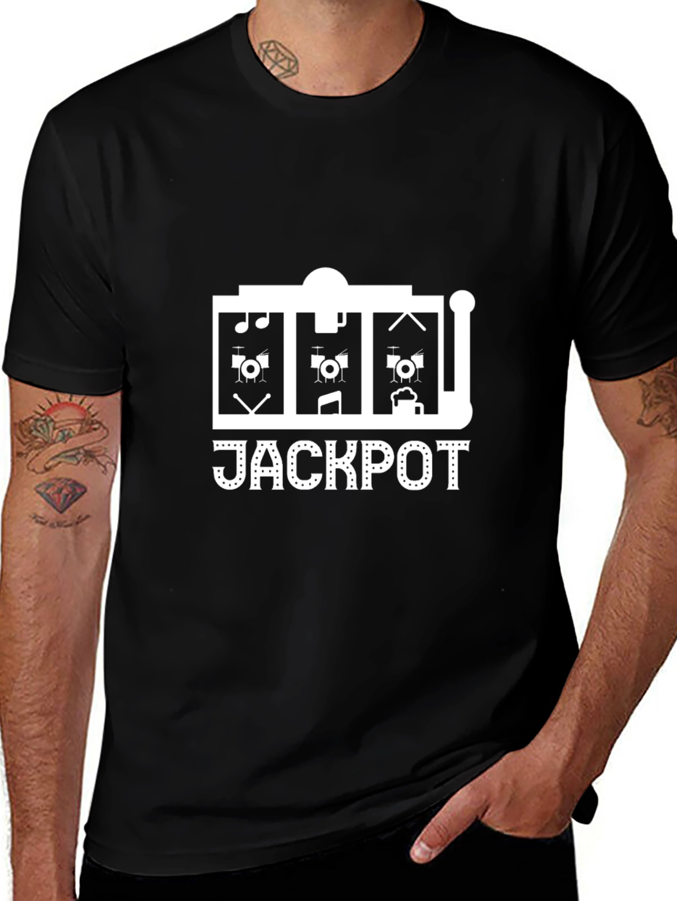 Jackpot Drum Set Black T-Shirt