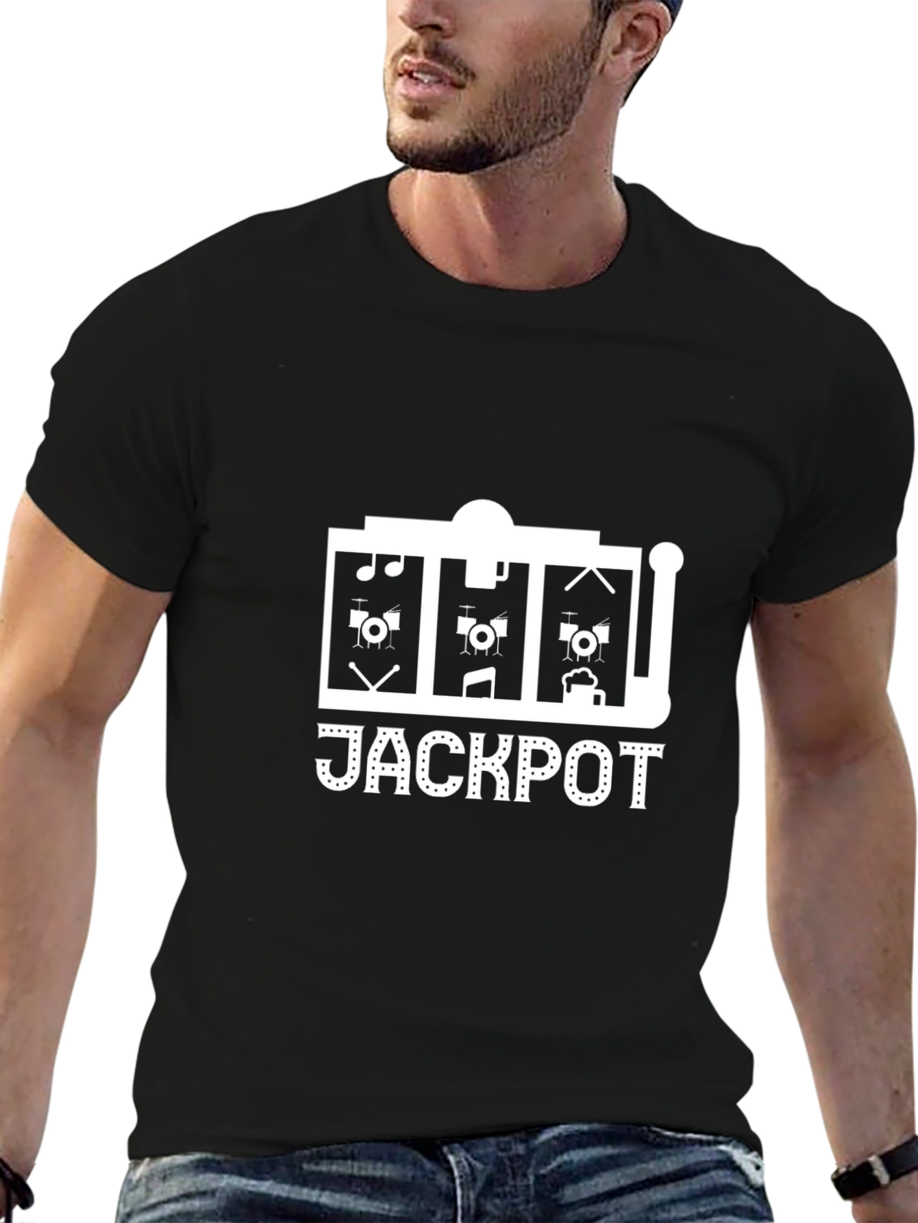 Jackpot Drum Set Black T-Shirt