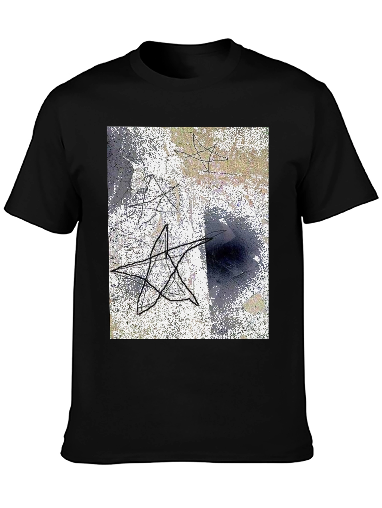 Abstract Star Graphic Black T-Shirt