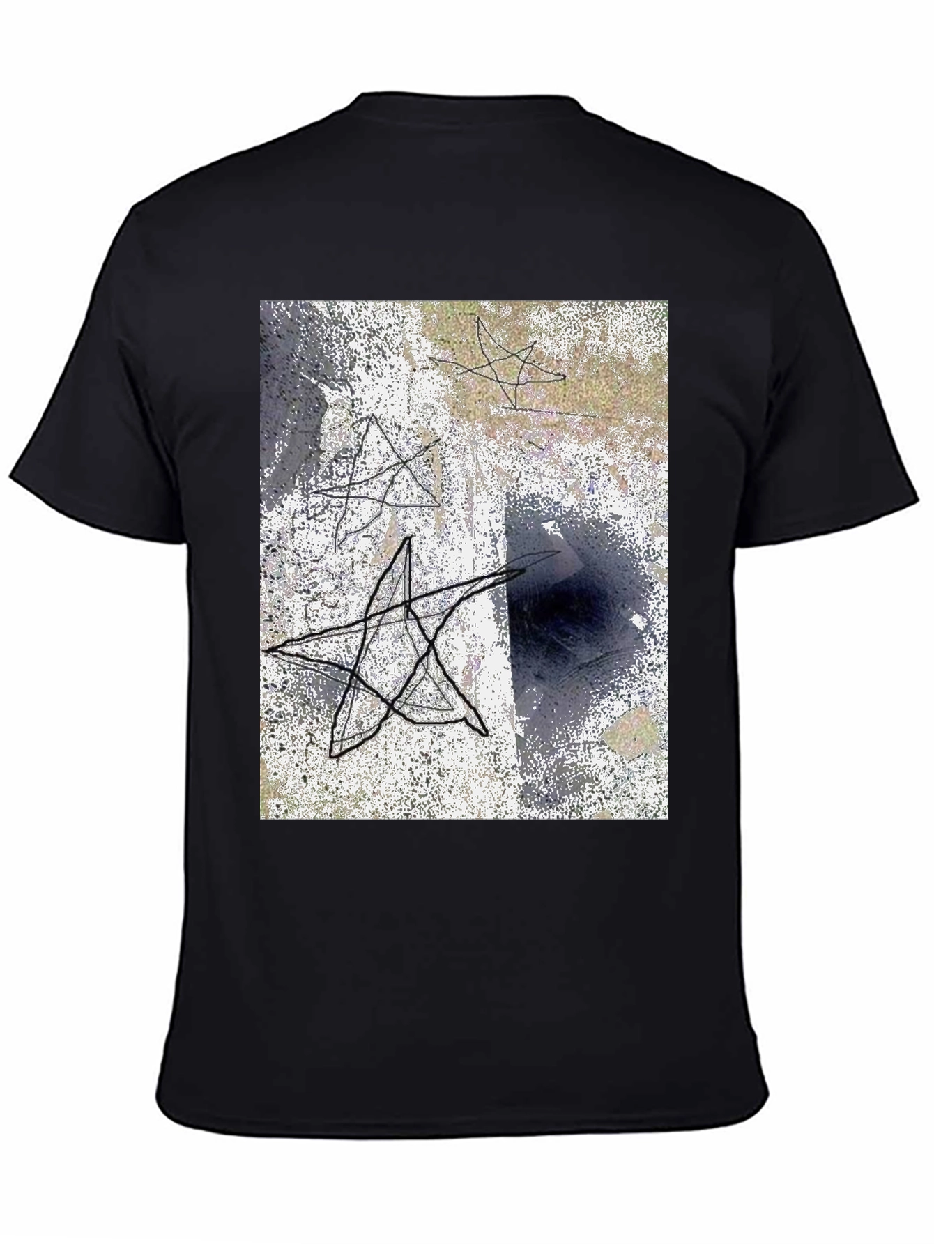 Abstract Star Graphic Black T-Shirt