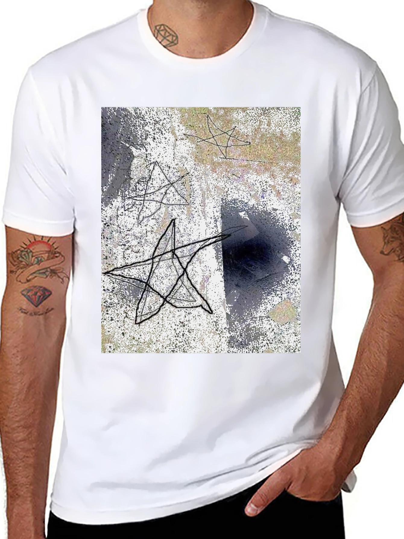 Abstract Star Graphic Black T-Shirt