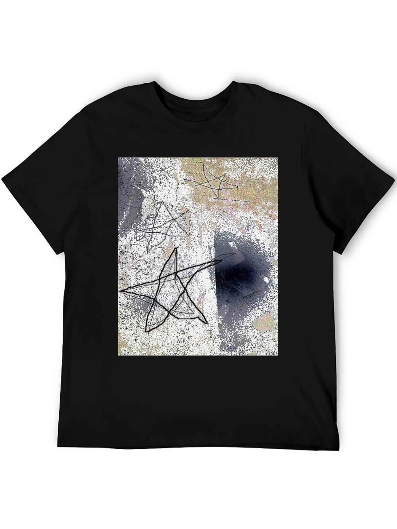 Abstract Star Graphic Black T-Shirt