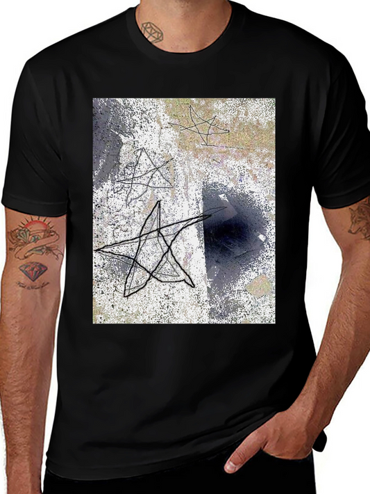Abstract Star Graphic Black T-Shirt