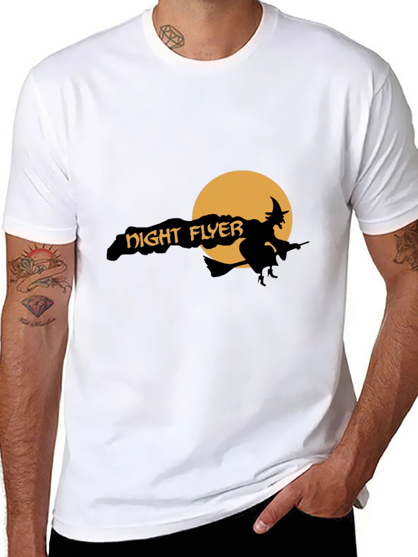 Night Flyer Graphic Tee - Halloween Witch Shirt