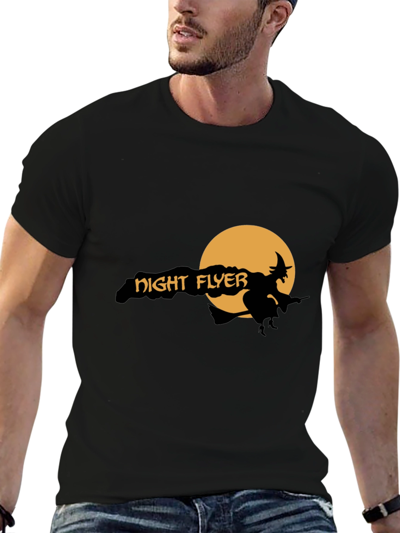 Night Flyer Graphic Tee - Halloween Witch Shirt
