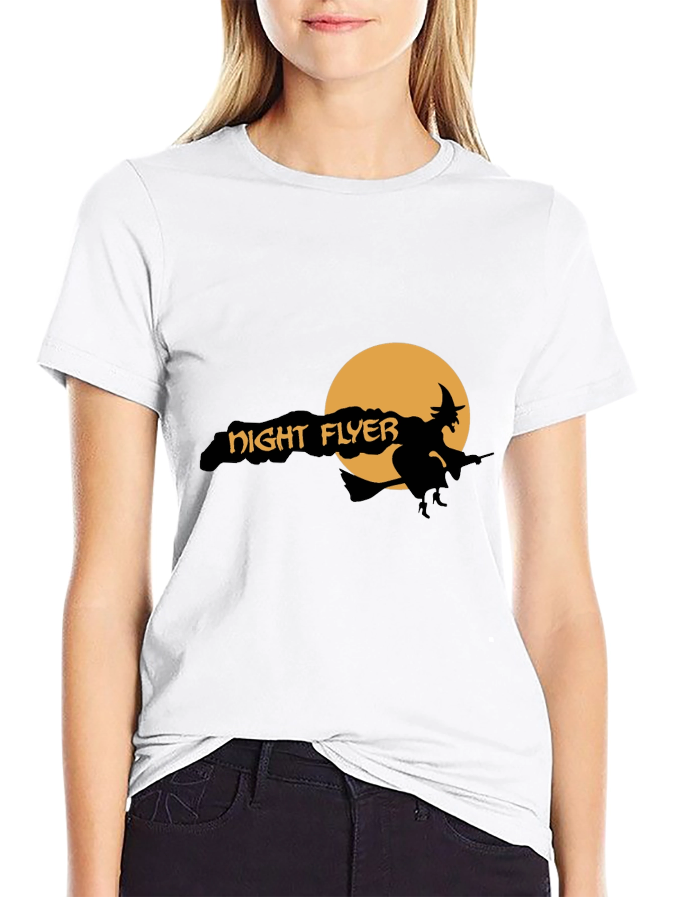 Night Flyer Graphic Tee - Halloween Witch Shirt